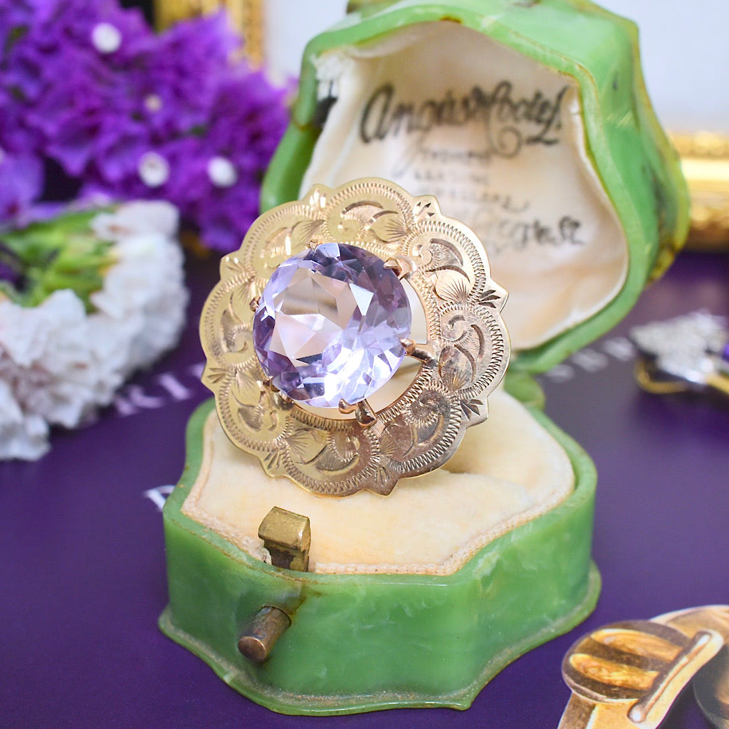 Vintage amethyst deals brooch pin