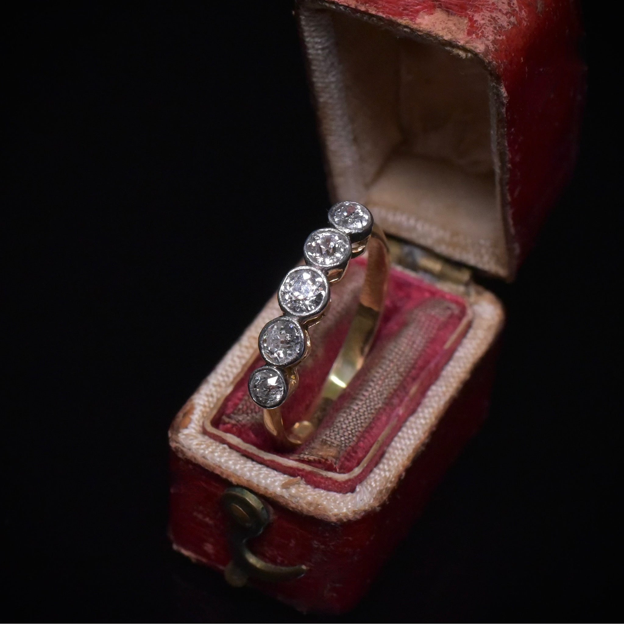 Antique 18ct Yellow Gold And Diamond Five Stone Ring Circa 1920