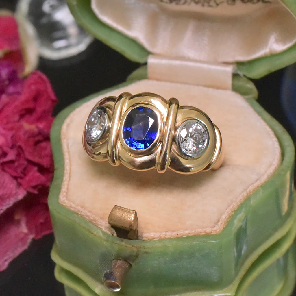 Superb Modern 18ct Yellow Gold Sapphire And Diamond Ring Independent Retail Replacement Valuation Included For $9,425.00 AUD