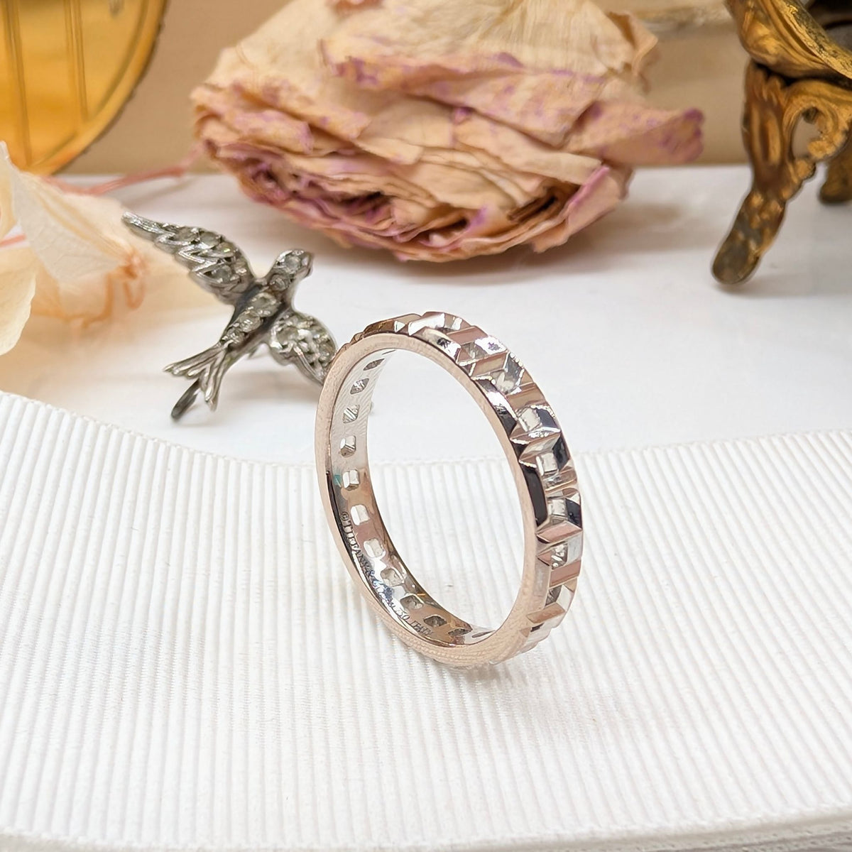 Contemporary 18ct White Gold Tiffany & Co. ‘Tiffany T True Narrow’ Ring Complete With Pouch, Signature Tiffany Blue Paper Bag And 2024 Receipt RRP $2900.00 AUD