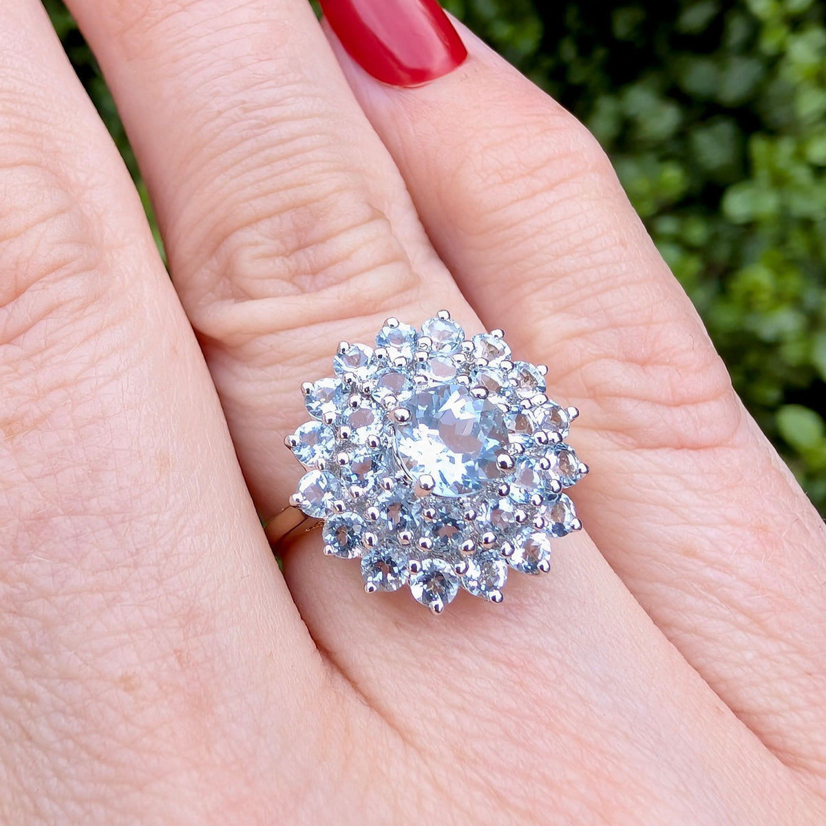 Contemporary 9ct Yellow Gold Goshenite Daisy Cluster Ring — Birmingham 2004
