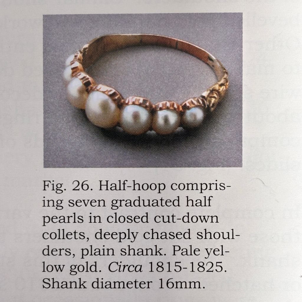 Antique Georgian 15ct Yellow Gold Half Hoop Natural Half Pearl Ring Circa 1815-25