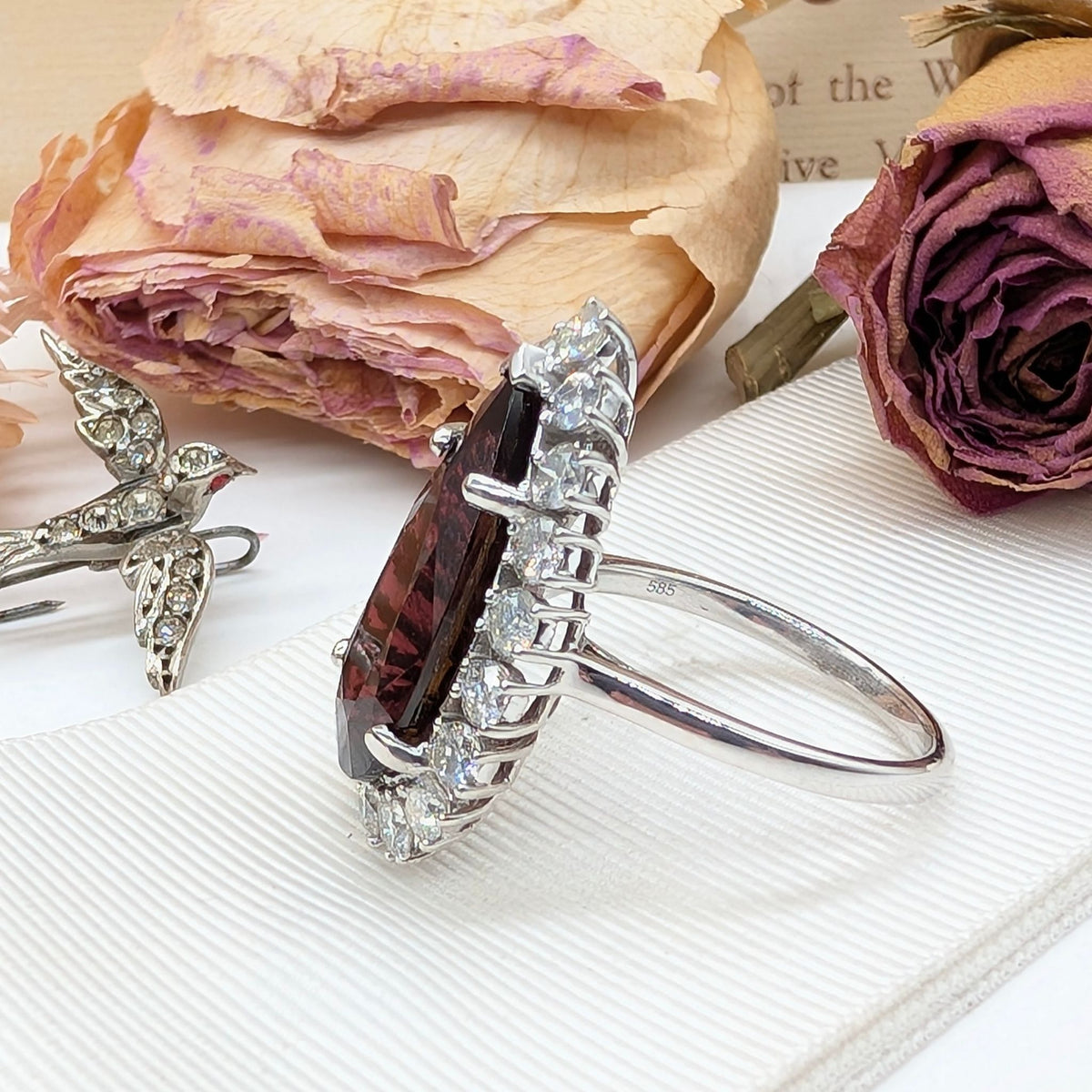 Spectacular 14ct White Gold 7.50ct Tourmaline & 1.80ct Diamond Halo Statement Ring Complete With An Independent Gemmological Valuation for $17,500 AUD