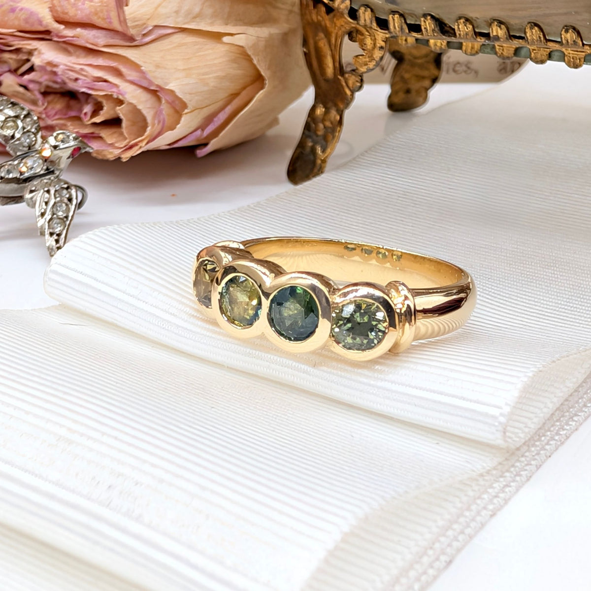 Stunning 18ct Yellow Gold Four Stone Australian Sapphire Bridge Ring Complete With An Independent Valuation for $7,900 AUD