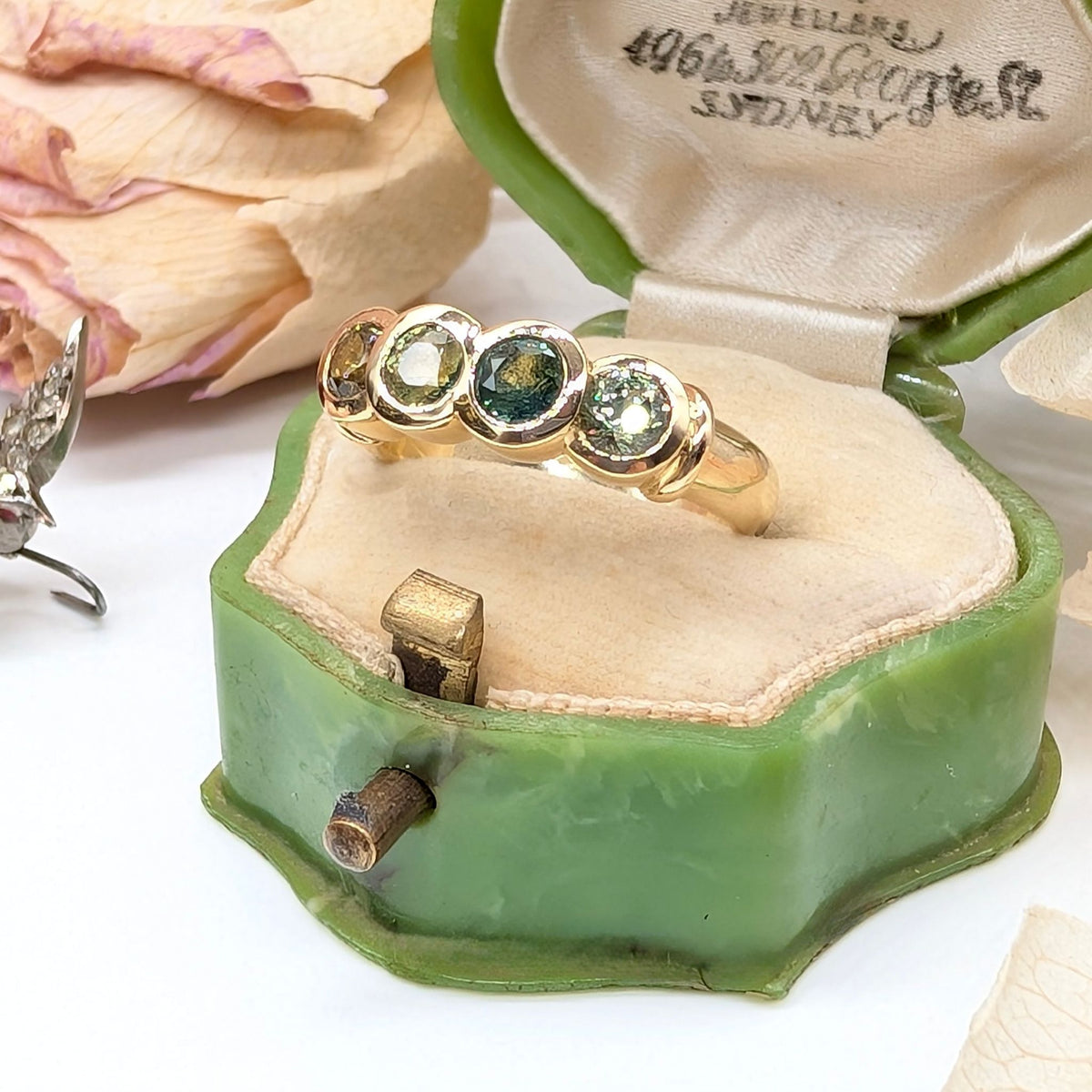 Stunning 18ct Yellow Gold Four Stone Australian Sapphire Bridge Ring Complete With An Independent Valuation for $7,900 AUD
