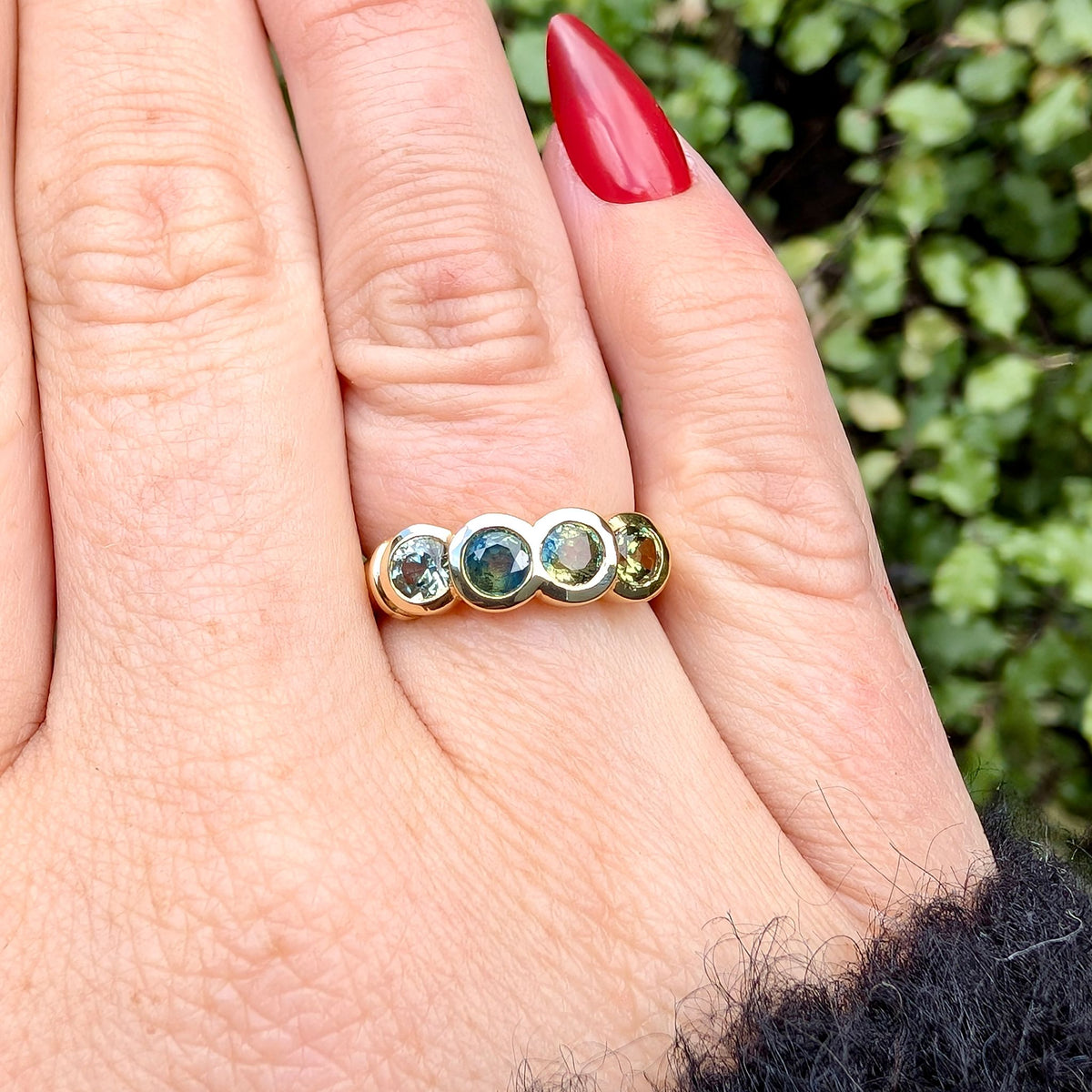 Stunning 18ct Yellow Gold Four Stone Australian Sapphire Bridge Ring Complete With An Independent Valuation for $7,900 AUD