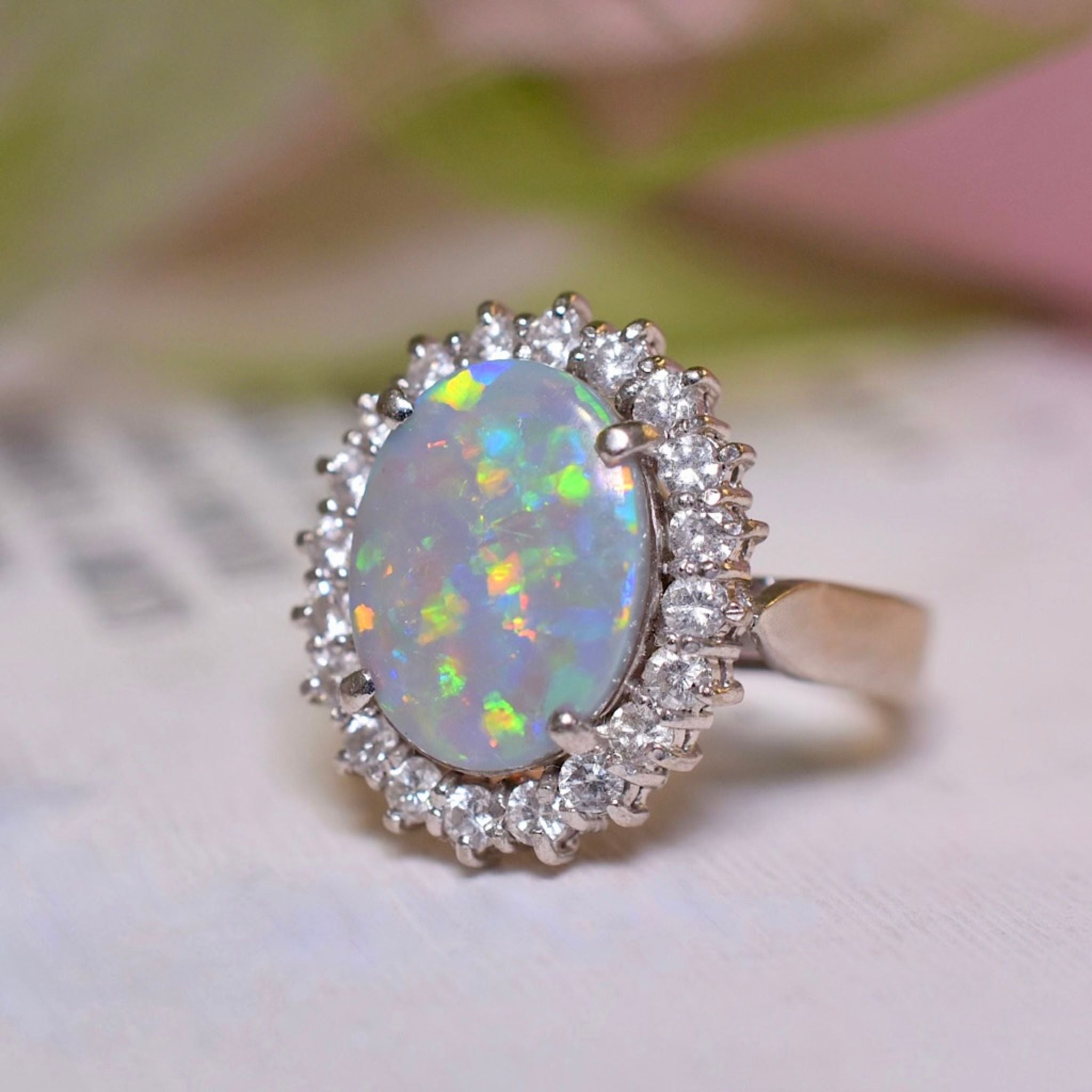 Contemporary 18ct White Gold Solid Dark Opal And Diamond Ring Independent Valuation Included In Purchase For $14,500 AUD