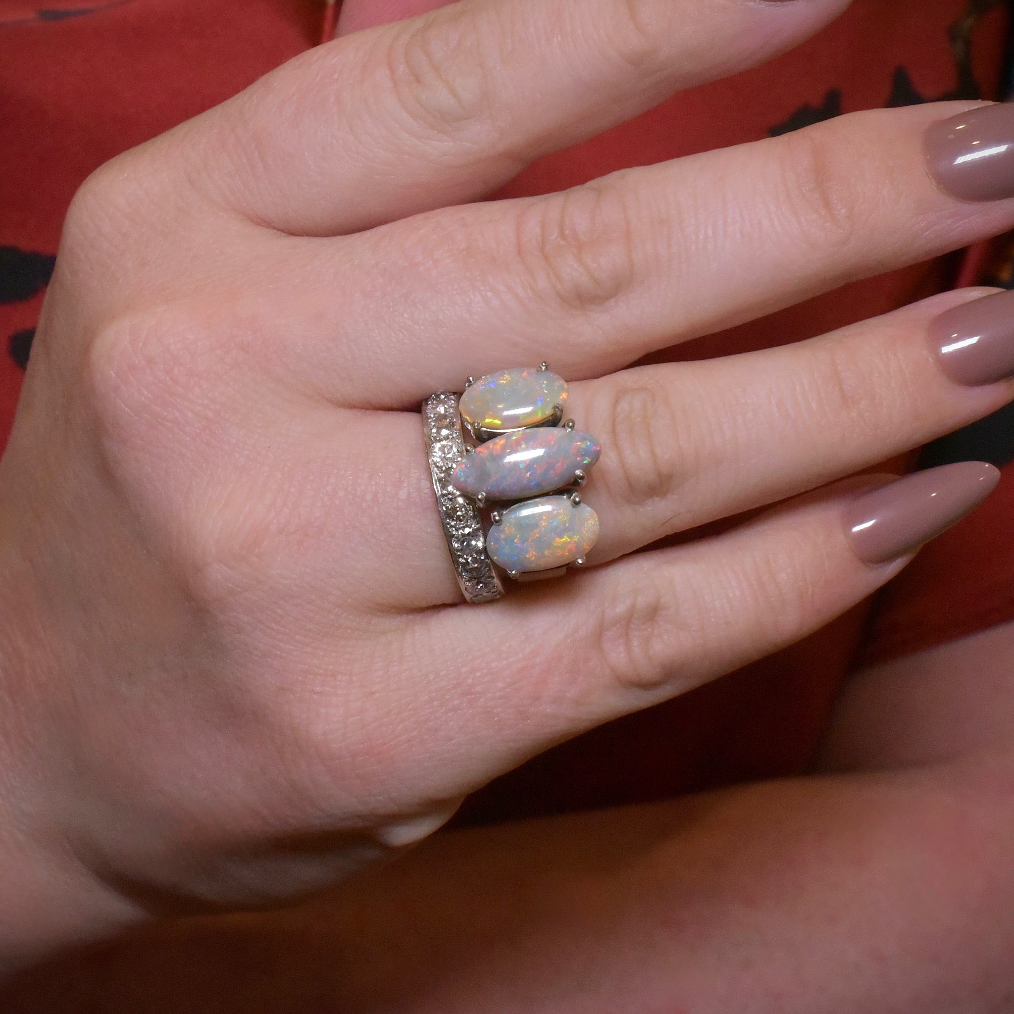 Vintage 9ct White Gold Solid Opal Ring Independent Gemmological Valuation Included $8,500 AUD