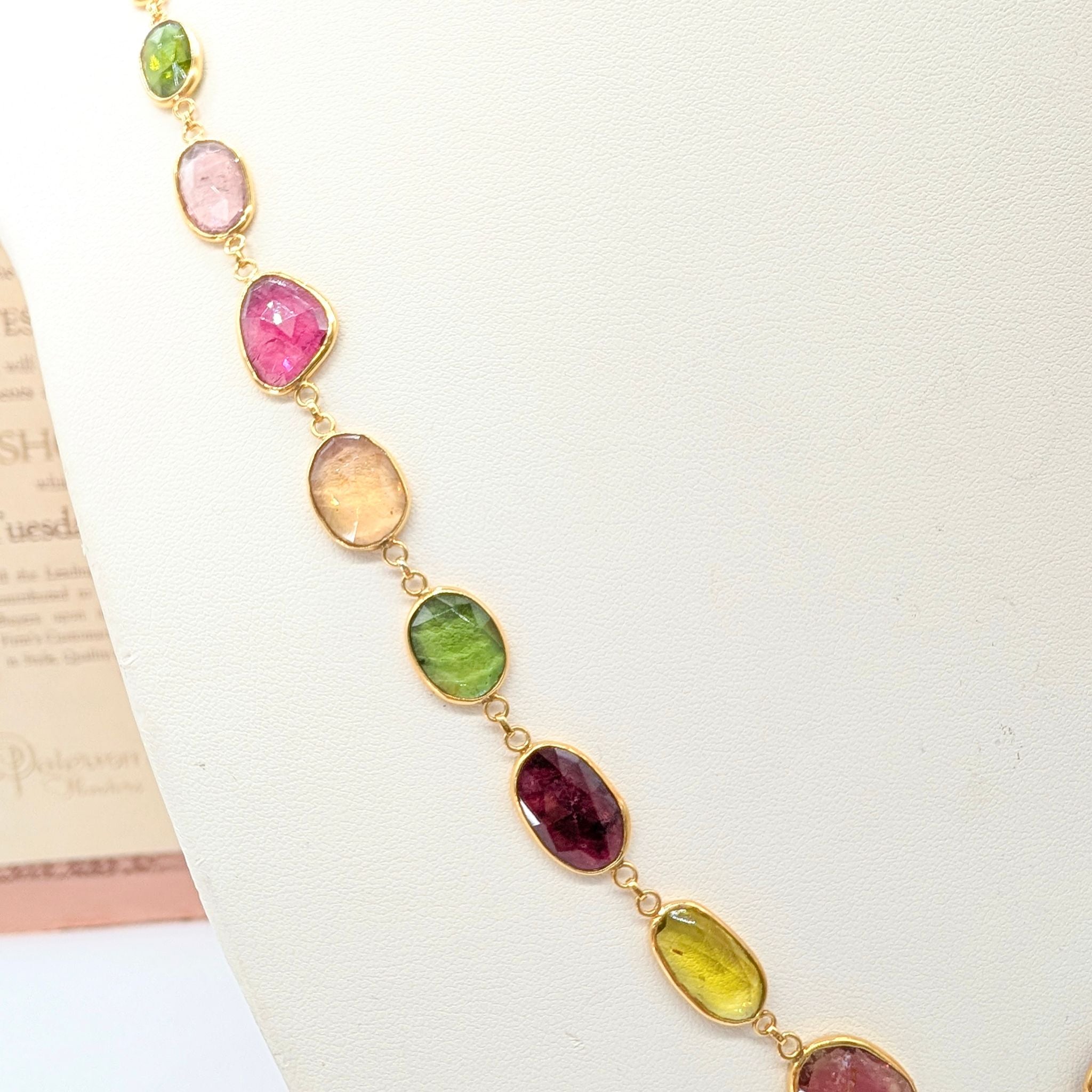 Magnificent Contemporary 18ct Yellow Gold Multi-Tourmaline Necklace Complete With An Independent Gemmological Valuation of $21,000 AUD