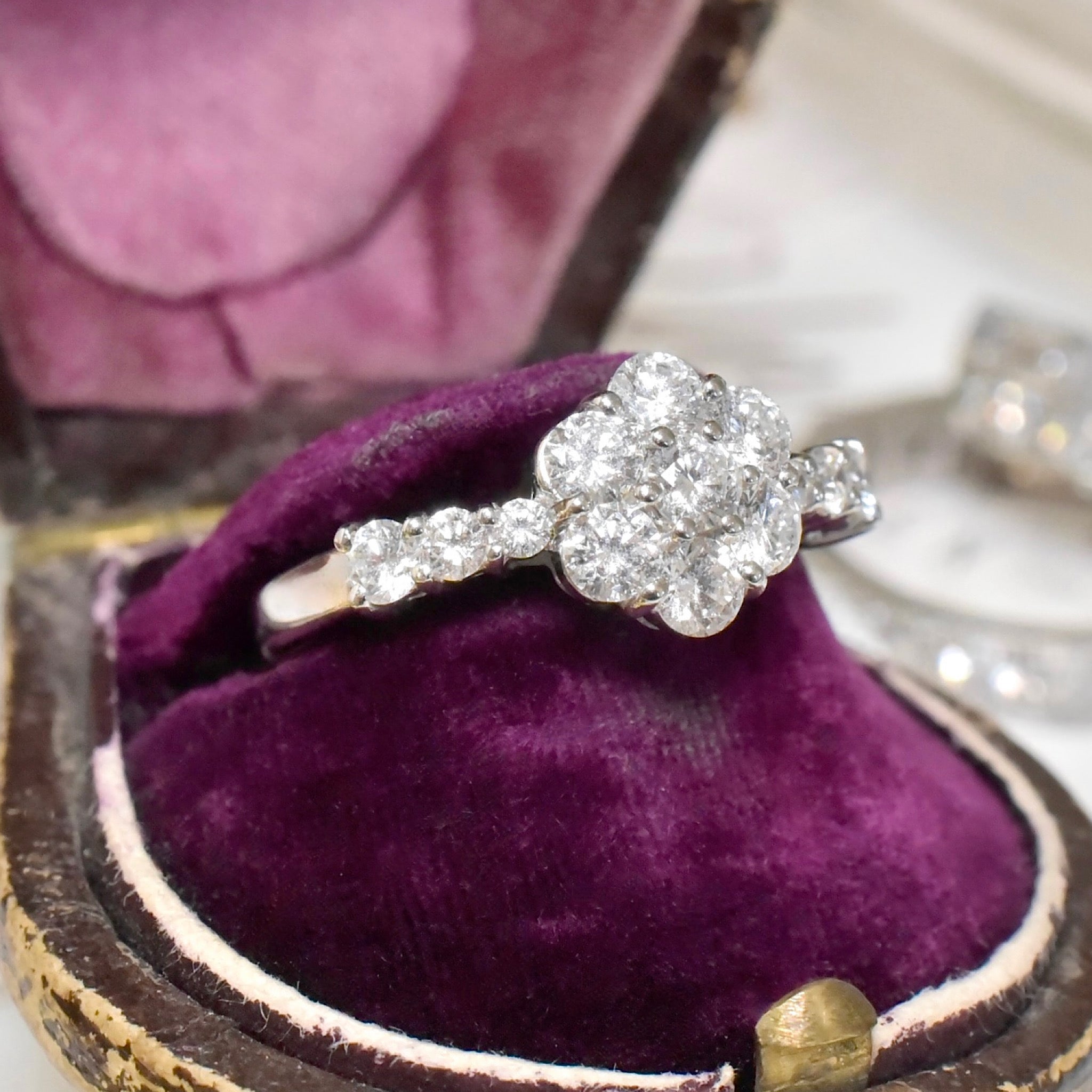 Contemporary 18ct White Gold And Diamond ‘Daisy’ Cluster Ring - 0.85ct
