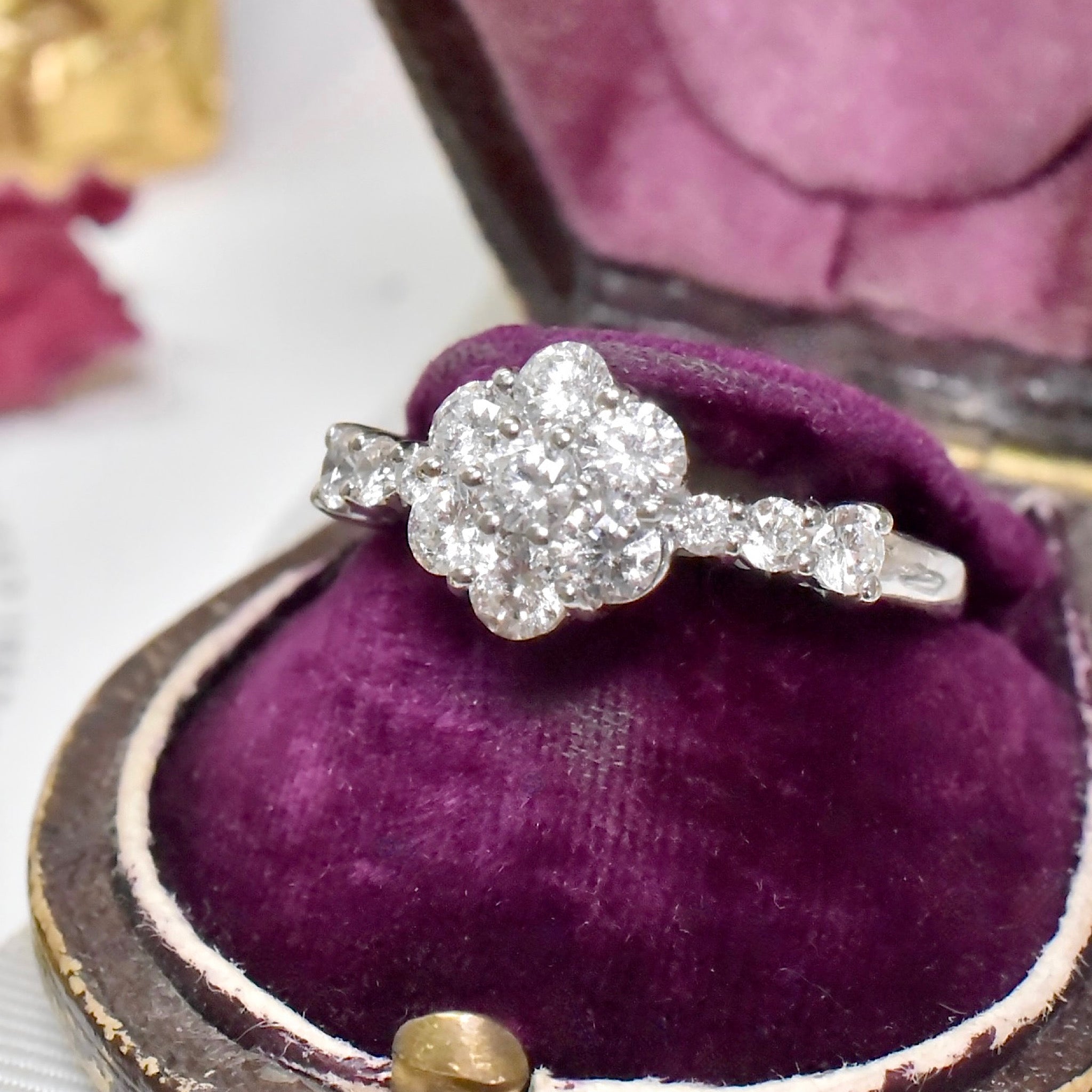 Contemporary 18ct White Gold And Diamond ‘Daisy’ Cluster Ring - 0.85ct