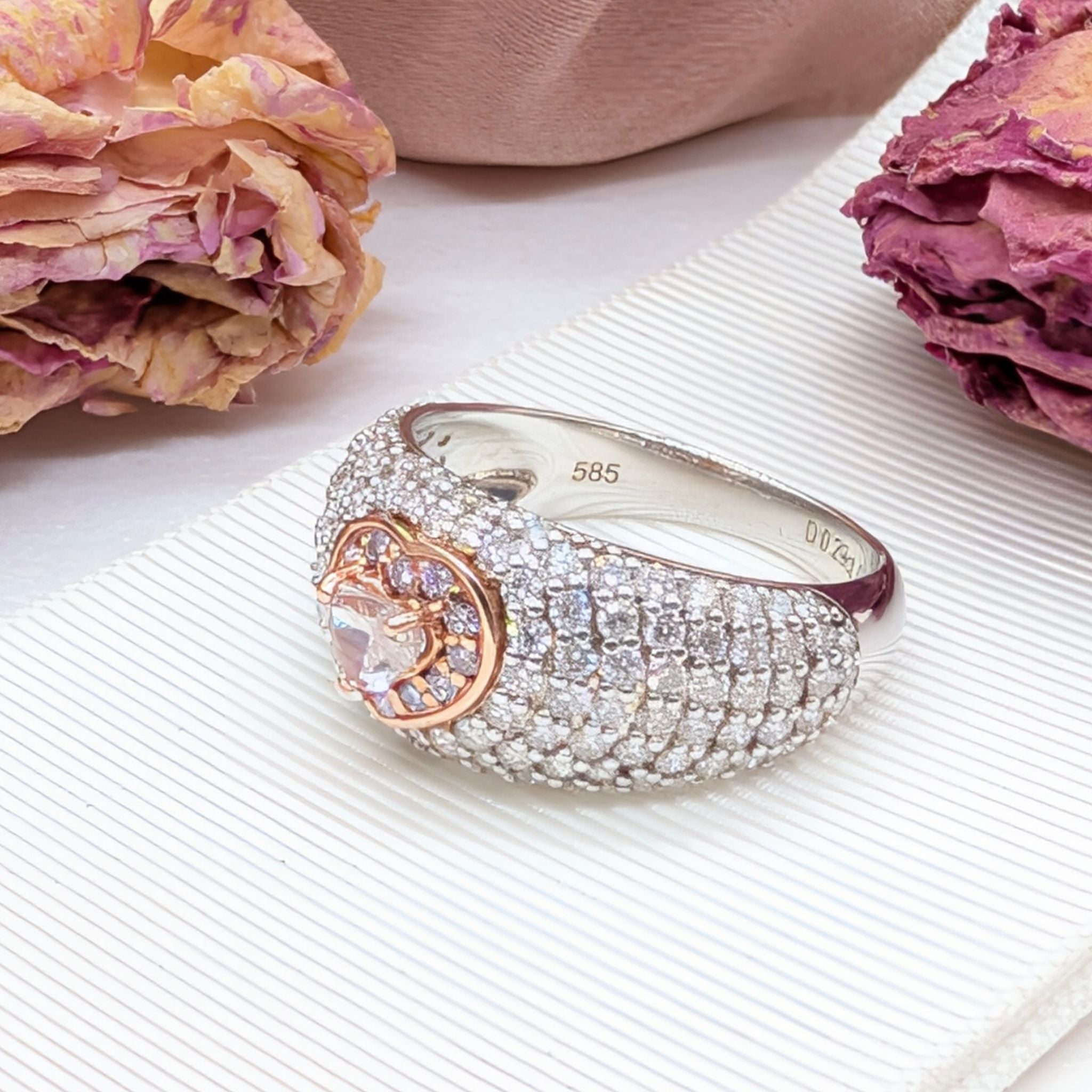 Spectacular Contemporary 14ct White and Rose Gold Heart-Shape Pink Diamond and Diamond Ring Complete With An Independent Gemmological Valuation For $28,600 AUD