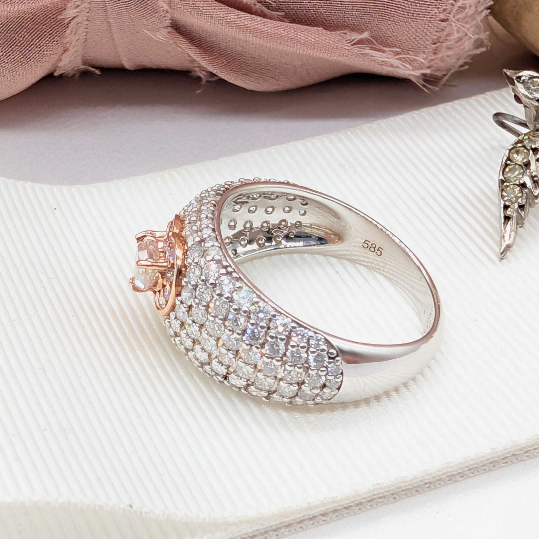 Spectacular Contemporary 14ct White and Rose Gold Heart-Shape Pink Diamond and Diamond Ring Complete With An Independent Gemmological Valuation For $28,600 AUD