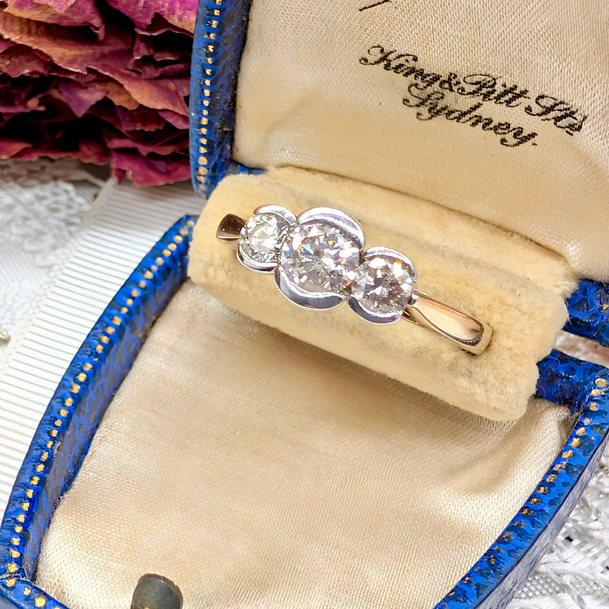 Modern 9ct Yellow Gold And Diamond Trilogy Ring 0.75ct Independent Gemmological Valuation Included In Purchase Dated 2023 $4500.00 AUD