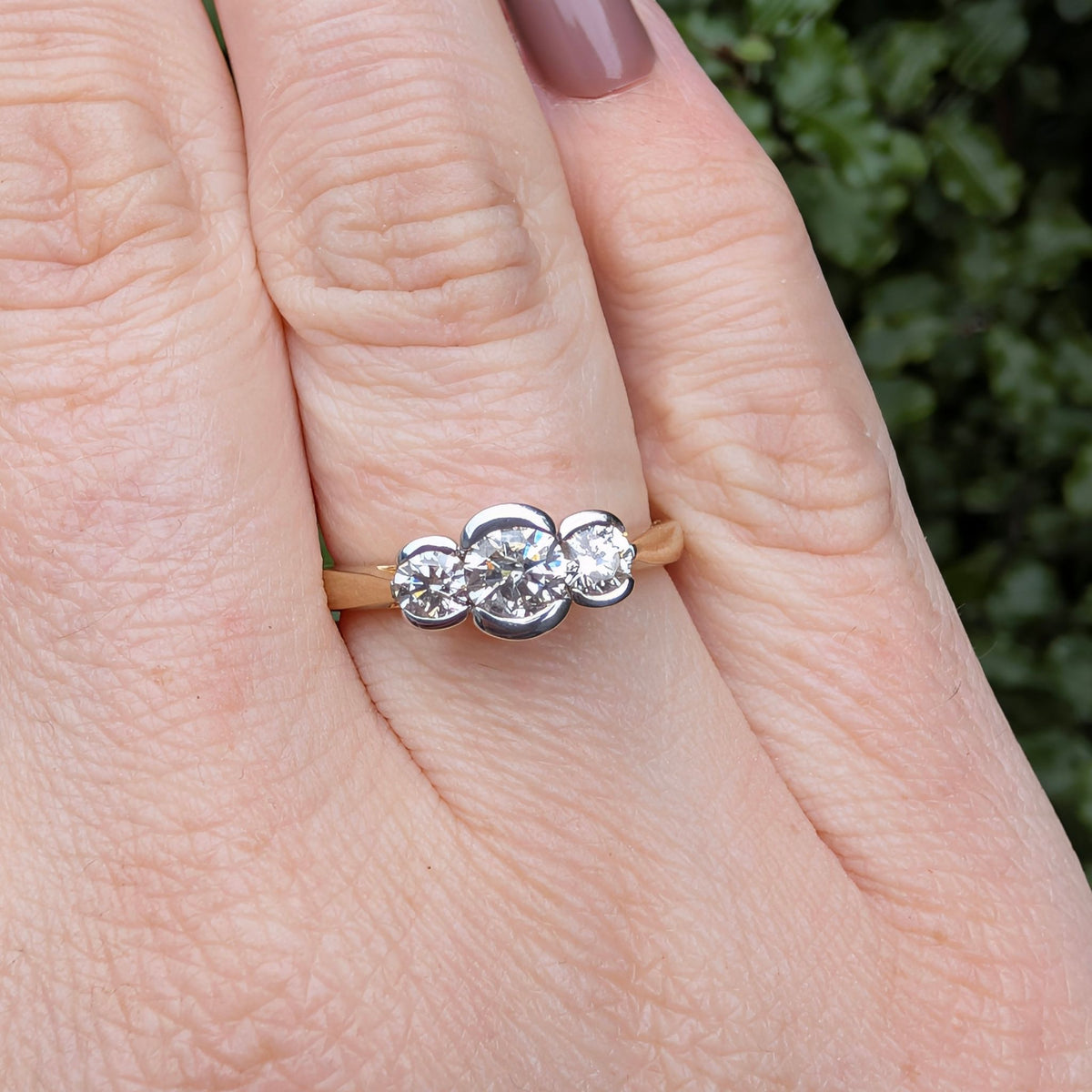 Modern 9ct Yellow Gold And Diamond Trilogy Ring 0.75ct Independent Gemmological Valuation Included In Purchase Dated 2023 $4500.00 AUD