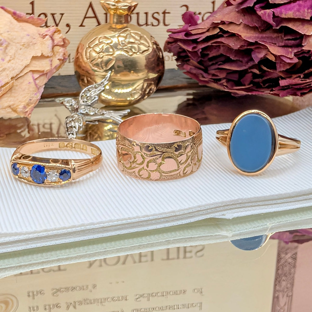 Gorgeous Antique Edwardian Wide 9ct Rose Gold ‘Heart’ Ring By Coley Brothers - Birmingham 1906