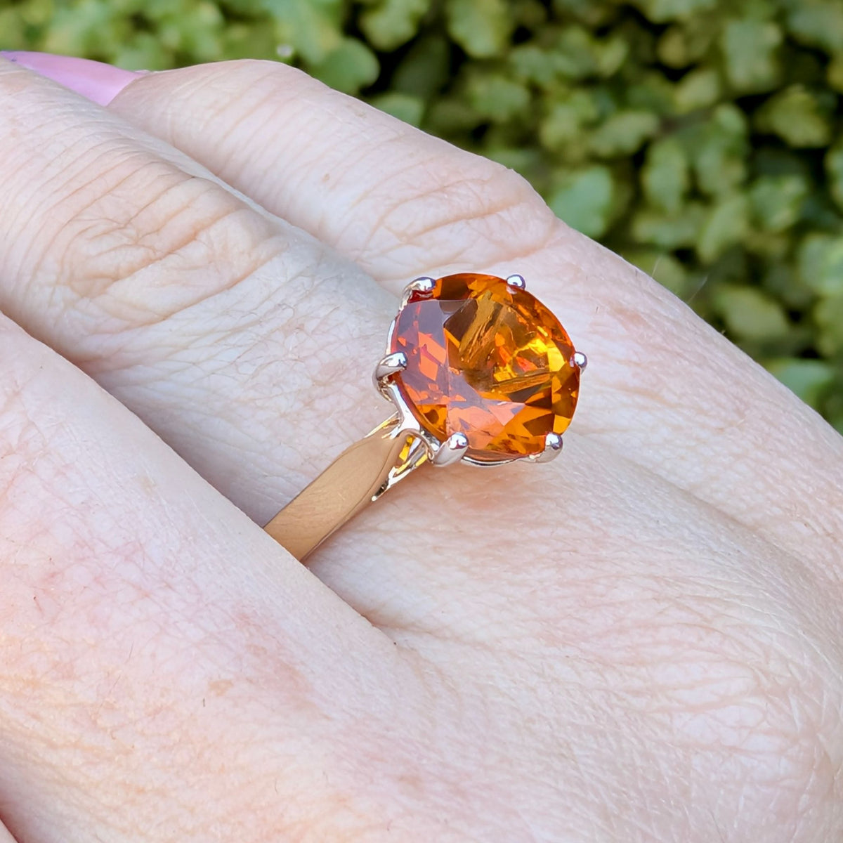 Stunning Contemporary 18ct Yellow And White Gold Orange Zircon 3.46ct Ring Complete With Retail Replacement Valuation for $4100 AUD