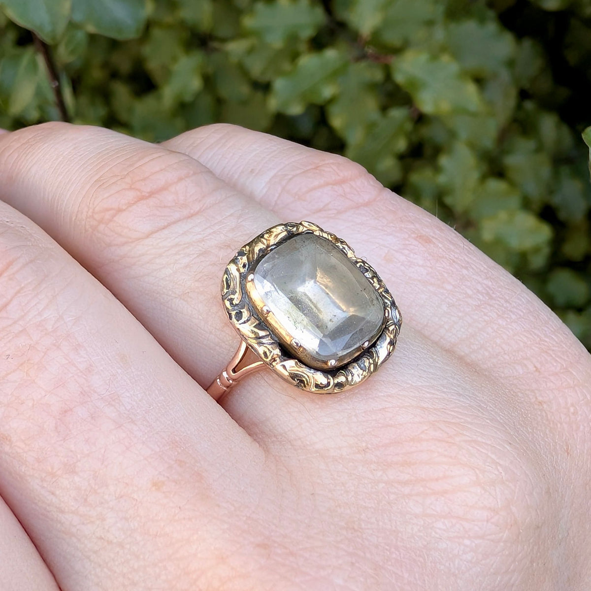 Antique Georgian 9ct Rock Crystal Conversion Ring Circa 1800