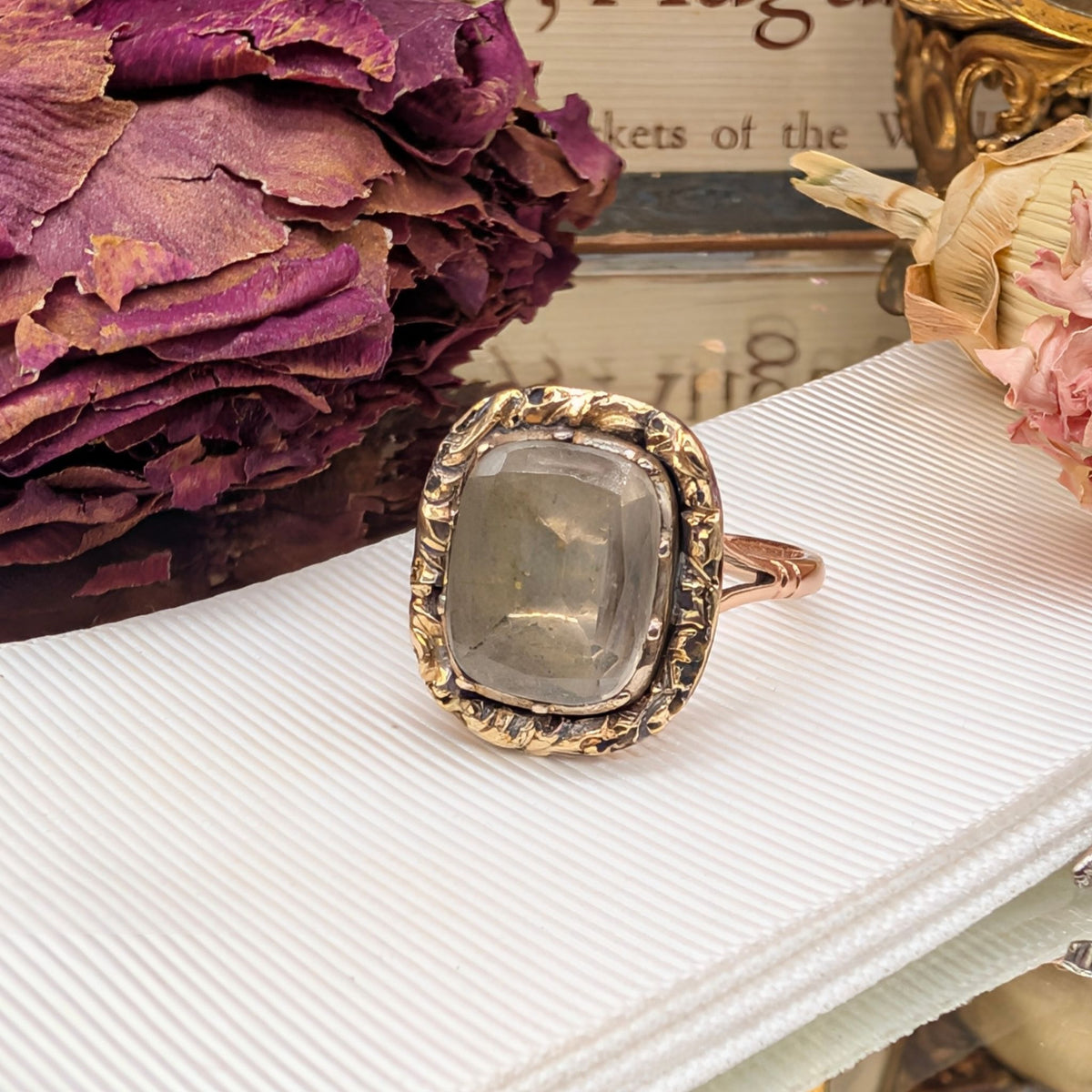 Antique Georgian 9ct Rock Crystal Conversion Ring Circa 1800