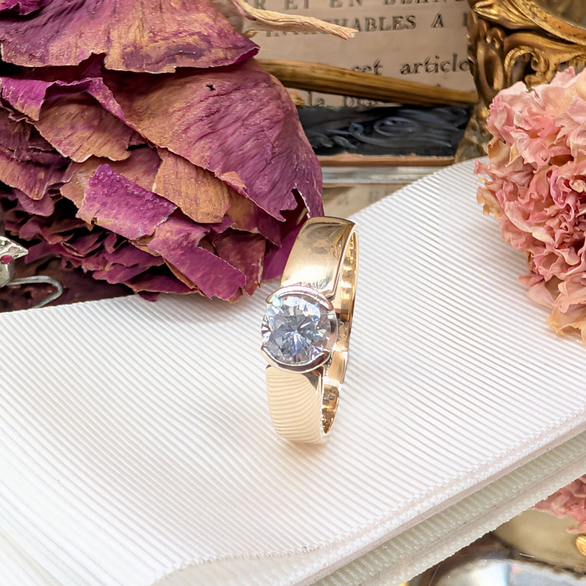 Contemporary 9ct Yellow Gold Solitaire 0.65ct ‘Colour G’ Diamond Ring Included With Purchase Retail Replacement Certificate $5070.00 AUD