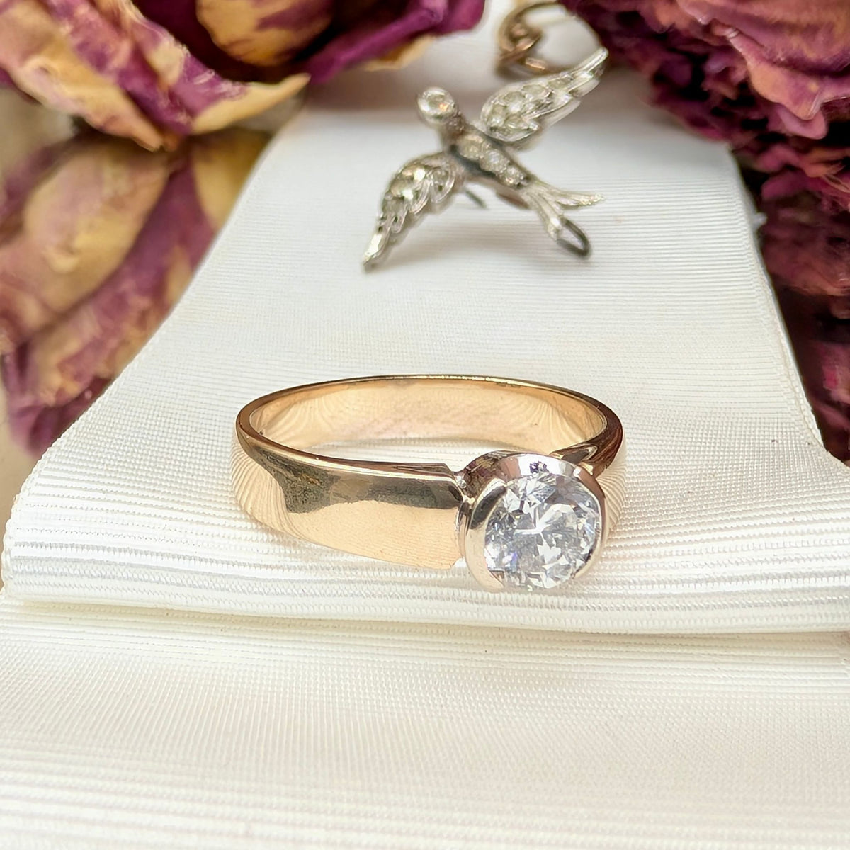 Contemporary 9ct Yellow Gold Solitaire 0.65ct ‘Colour G’ Diamond Ring Included With Purchase Retail Replacement Certificate $5070.00 AUD