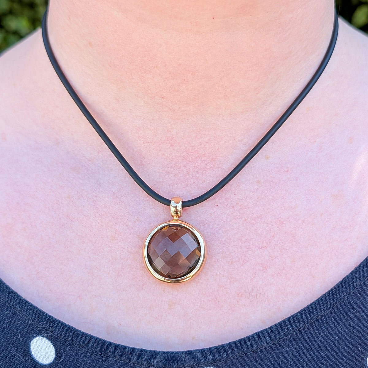 Contemporary 14ct and 18ct Rose Gold Smoky Quartz Pendant Necklace