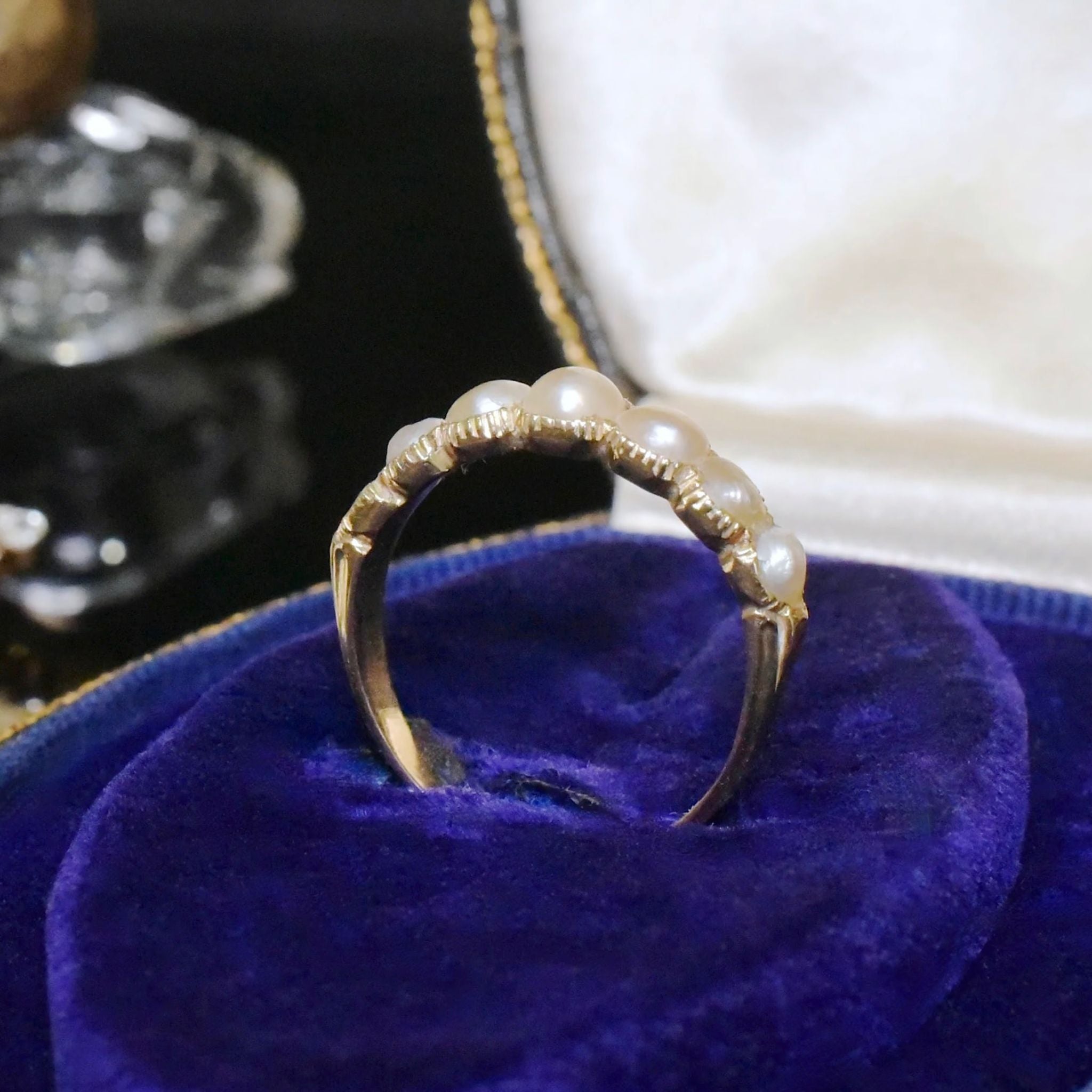 Antique Georgian 15ct Yellow Gold Half Hoop Natural Half Pearl Ring Circa 1815-25