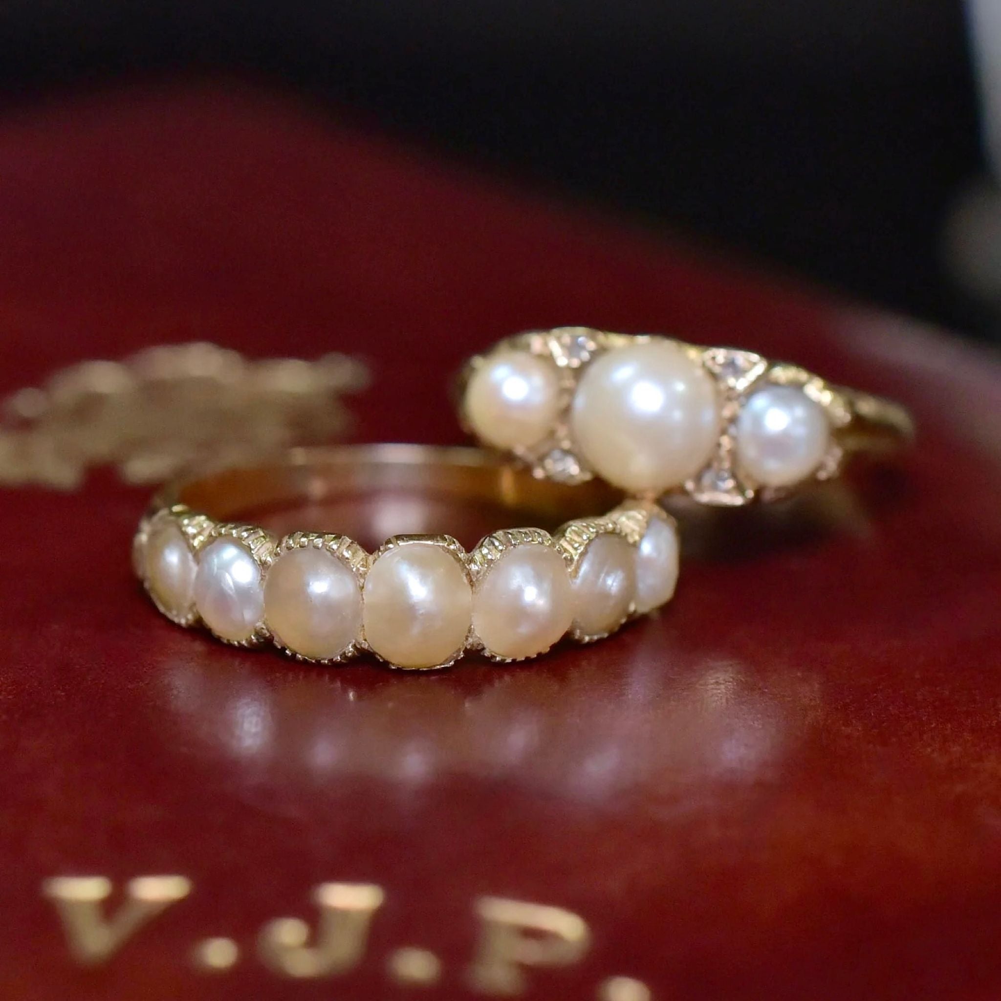 Antique Georgian 15ct Yellow Gold Half Hoop Natural Half Pearl Ring Circa 1815-25