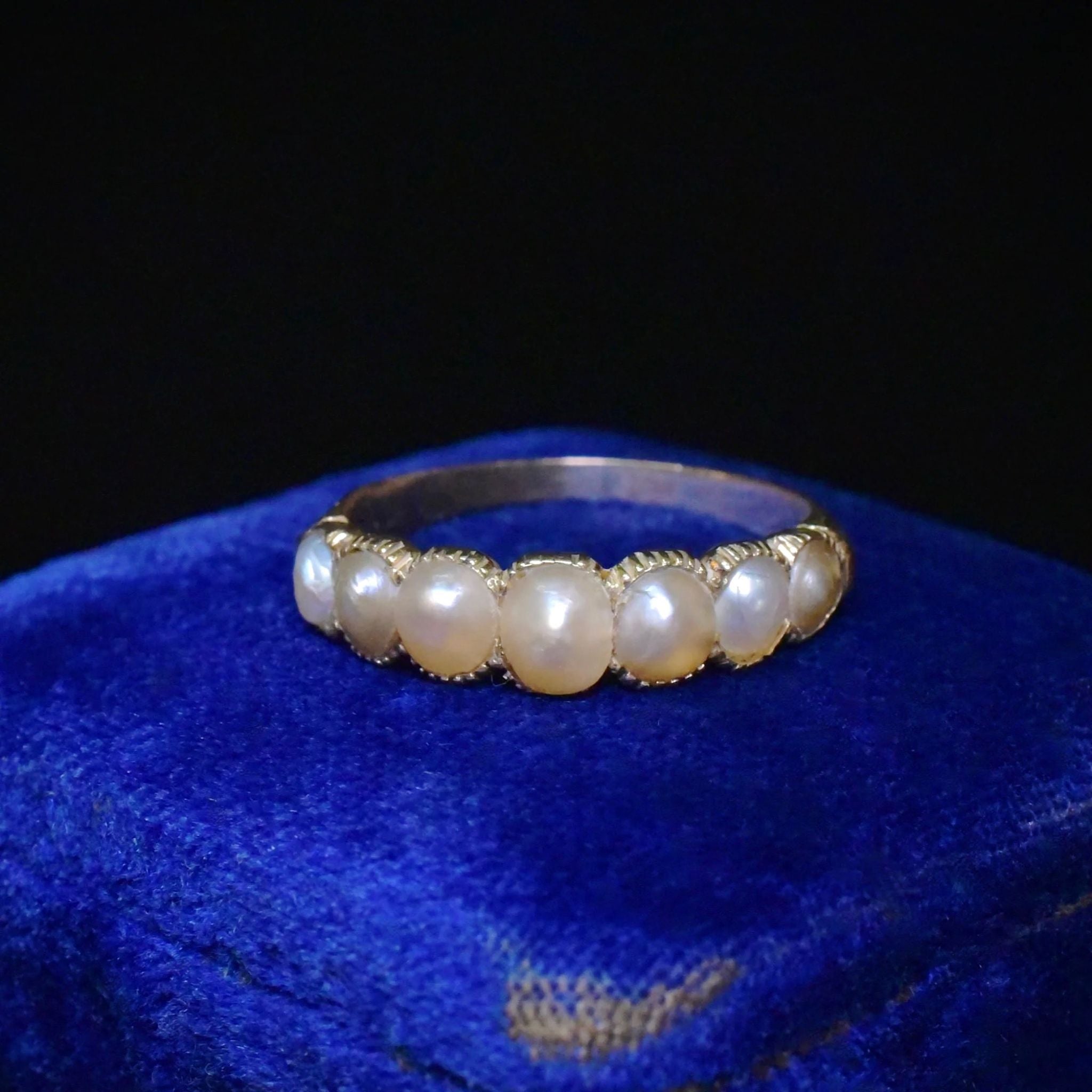 Antique Georgian 15ct Yellow Gold Half Hoop Natural Half Pearl Ring Circa 1815-25