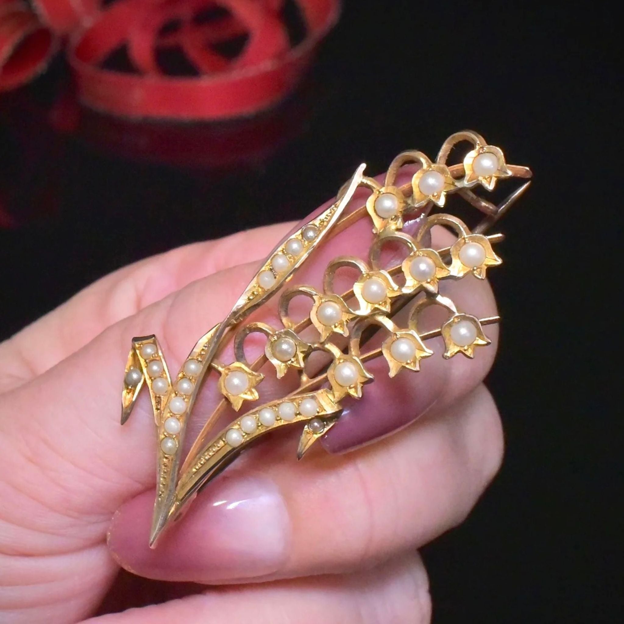 Antique Australian 9ct Yellow Gold ‘ Lily Of The Valley’ Brooch - By Aronson & Co. Circa 1900-1910