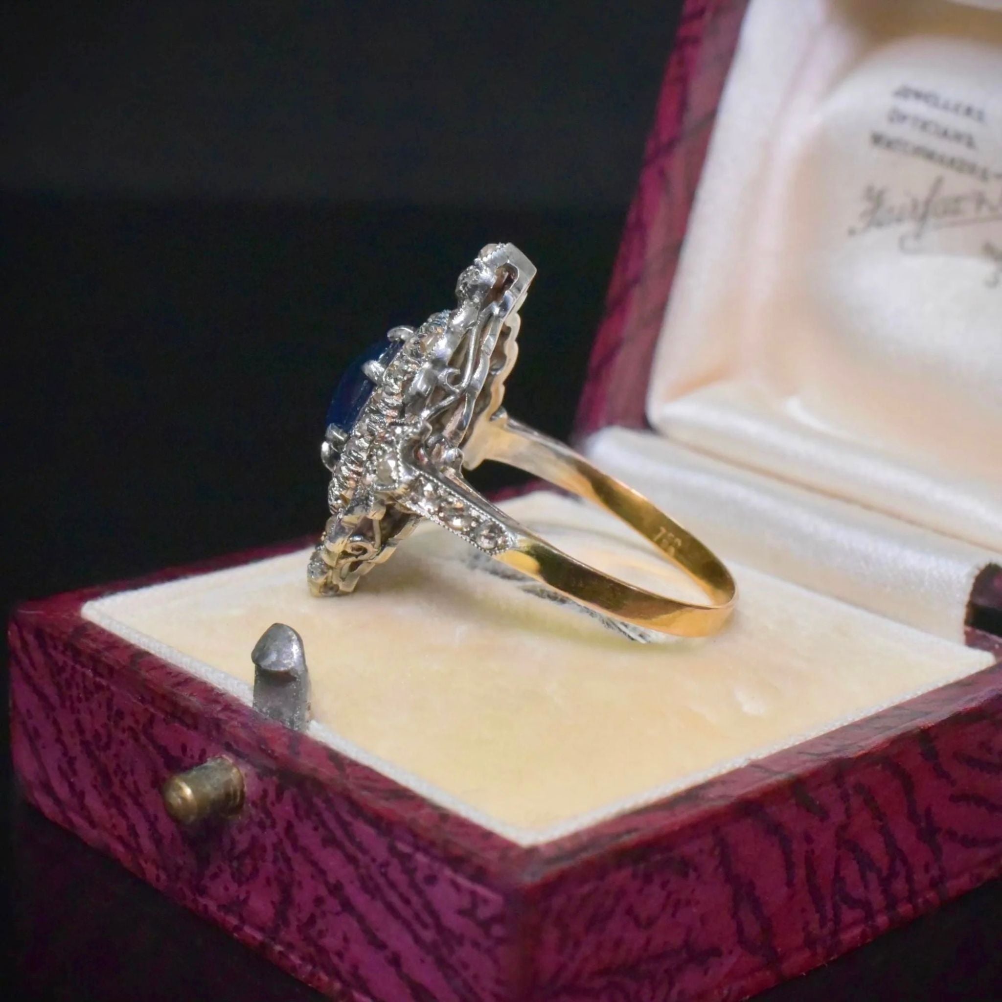 Superb 18ct Gold And Silver Sapphire And Diamond ‘Antique Style’ Ring