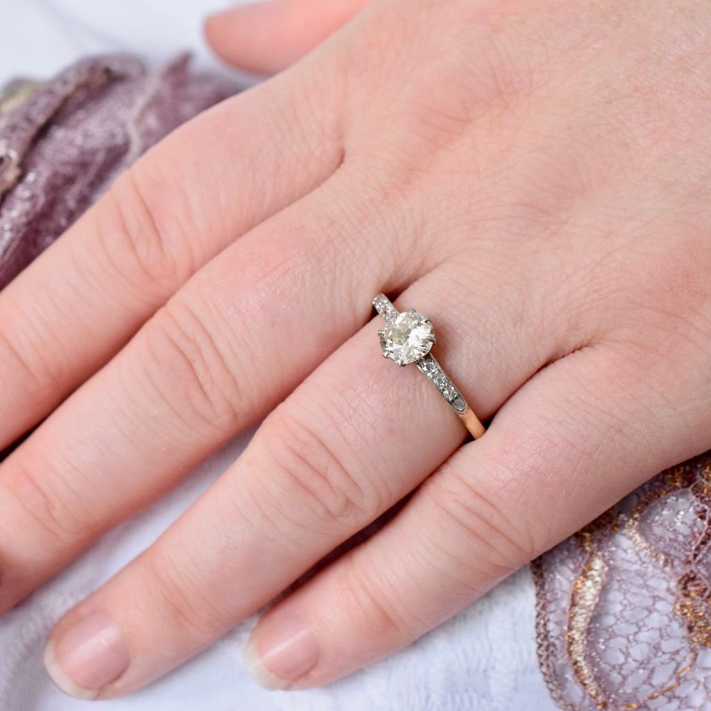 Vintage Art Deco Era 18ct Yellow Gold 1.05ct Solitaire Diamond Ring Independent Valuation $10,000 AUD
