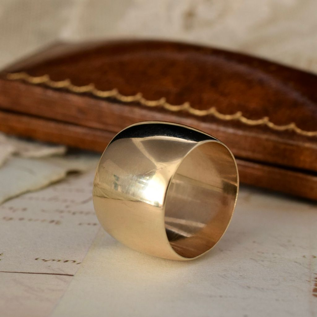 Impressive Wide 9ct Yellow Gold ‘’Cigar’ - Barrel’ Ring 16 Grams