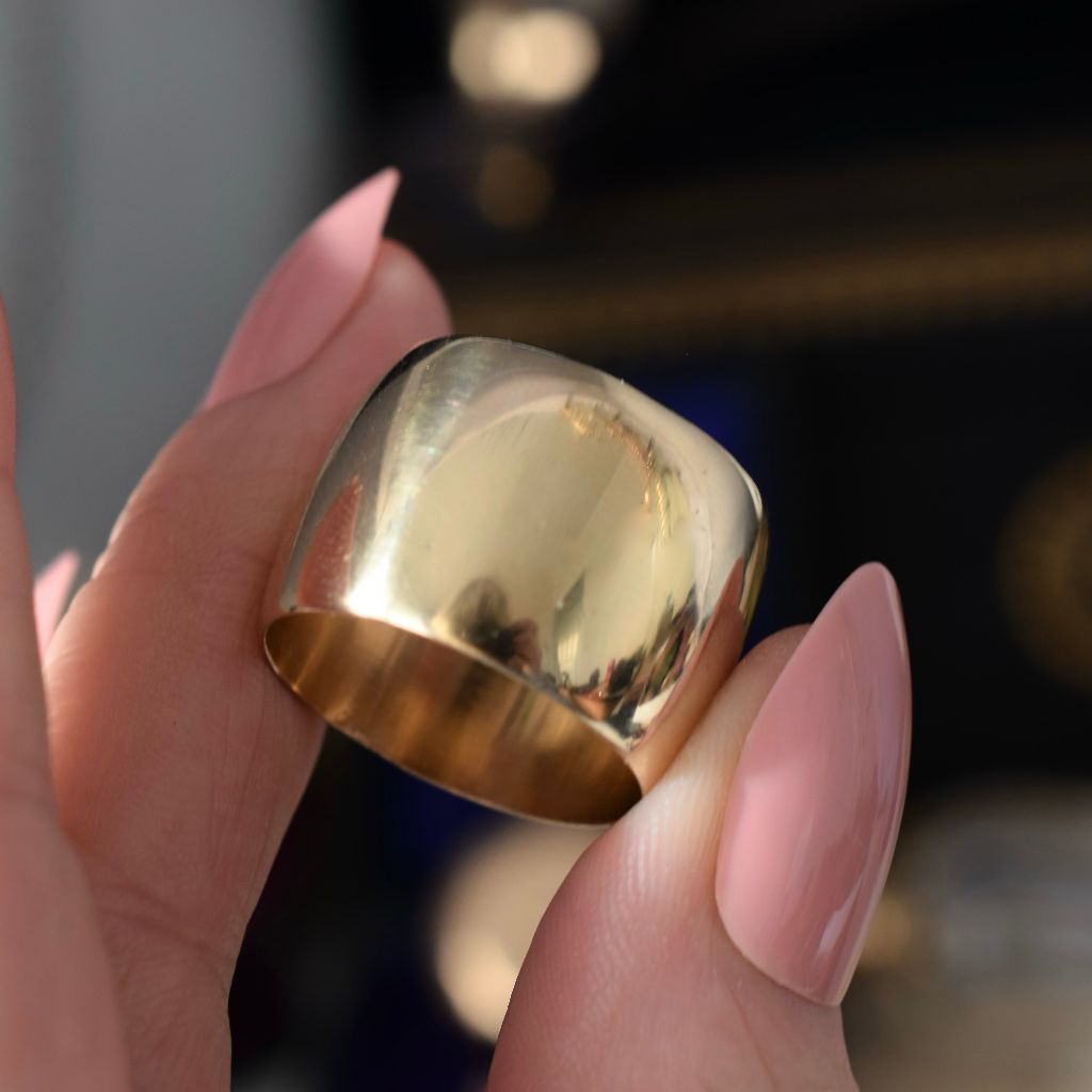 Impressive Wide 9ct Yellow Gold ‘’Cigar’ - Barrel’ Ring 16 Grams