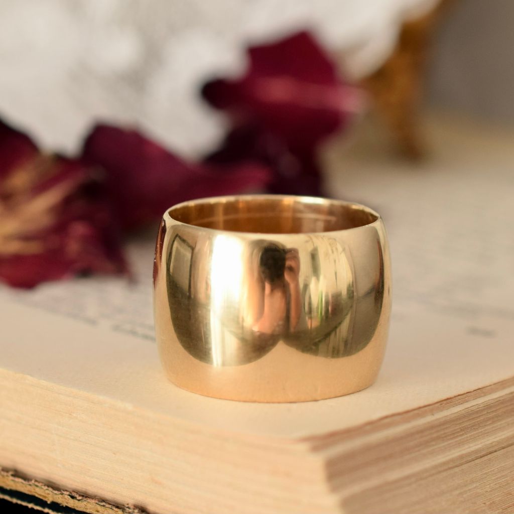 Impressive Wide 9ct Yellow Gold ‘’Cigar’ - Barrel’ Ring 16 Grams