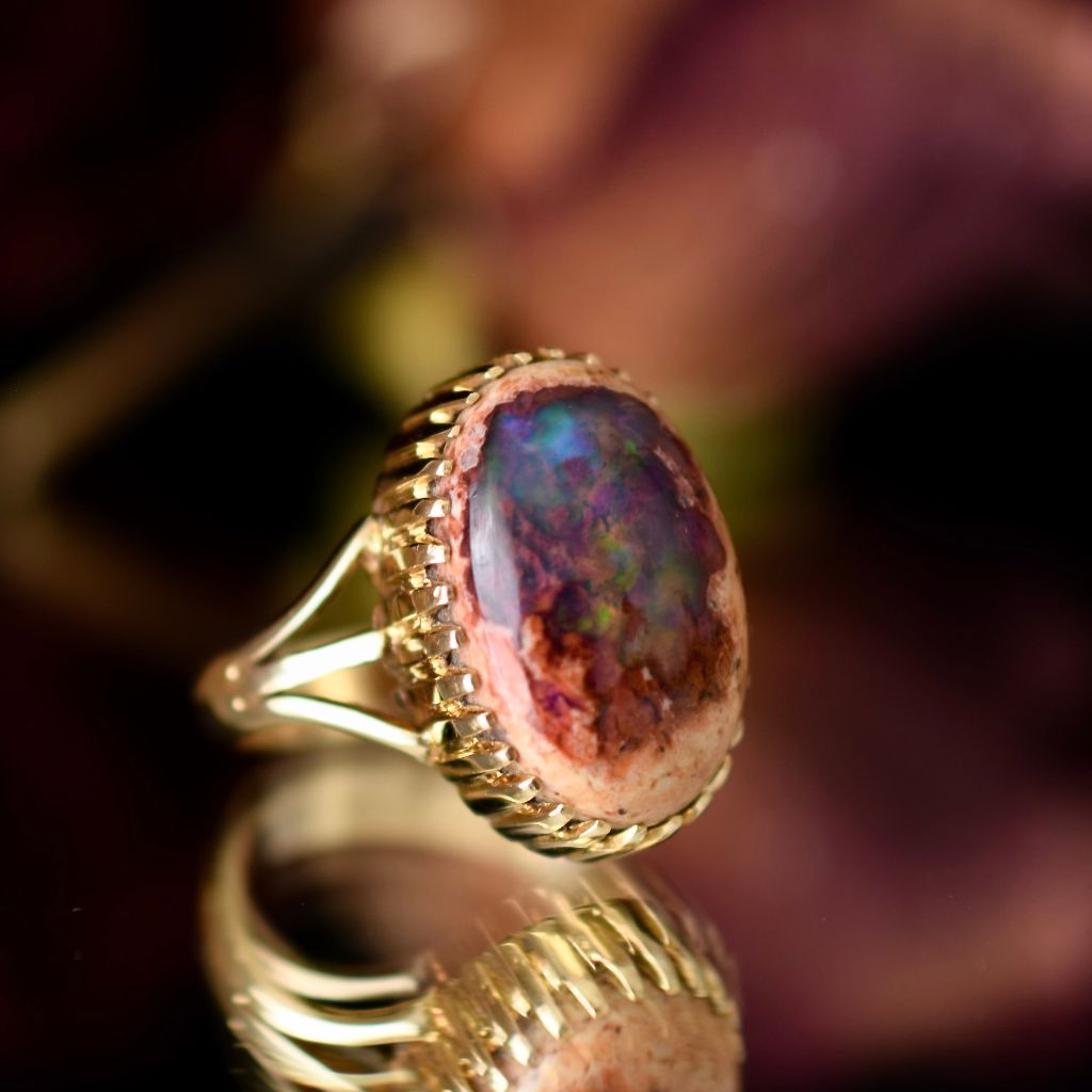 Modern 14ct Yellow Gold ‘Cantera’ Fire Opal Ring