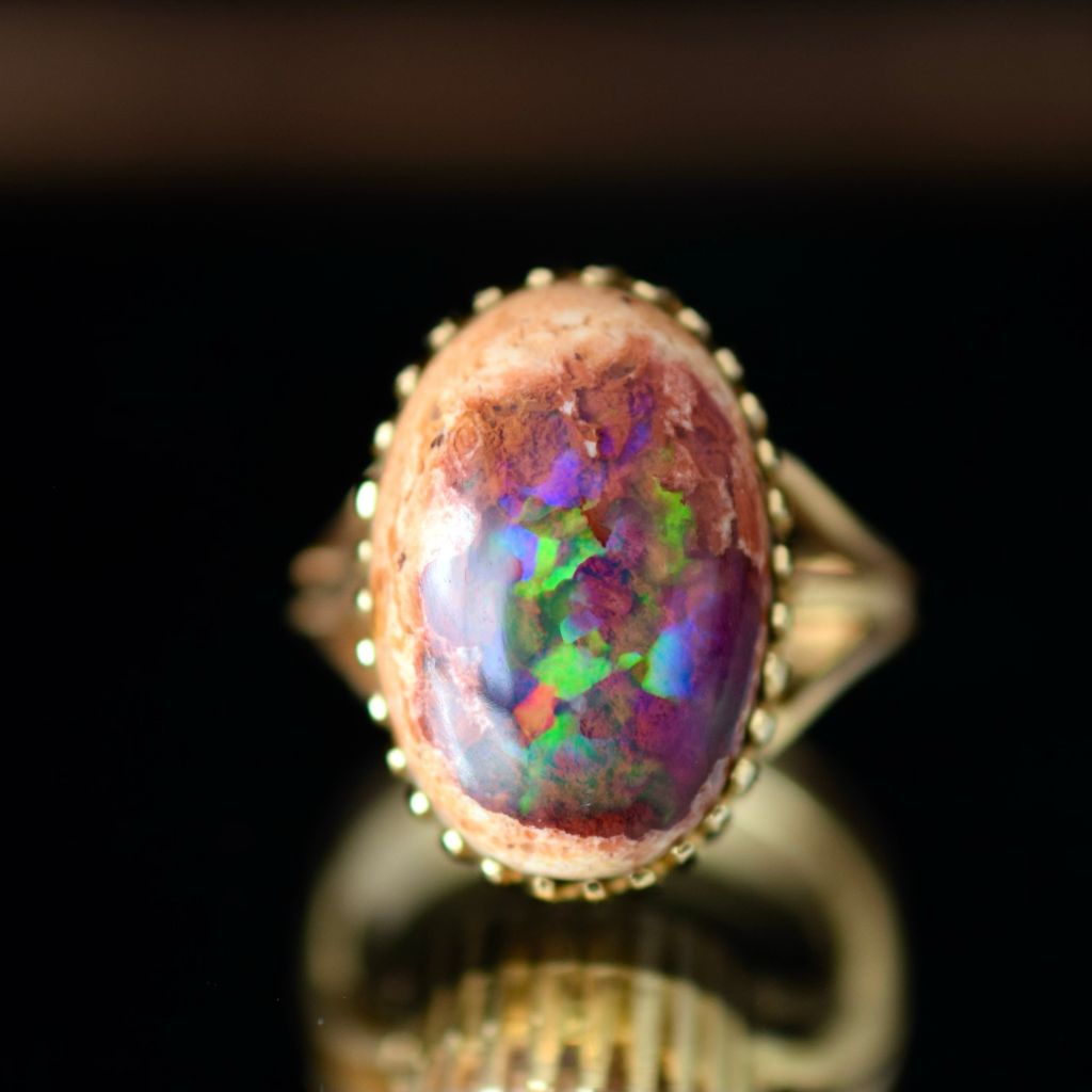 Modern 14ct Yellow Gold ‘Cantera’ Fire Opal Ring