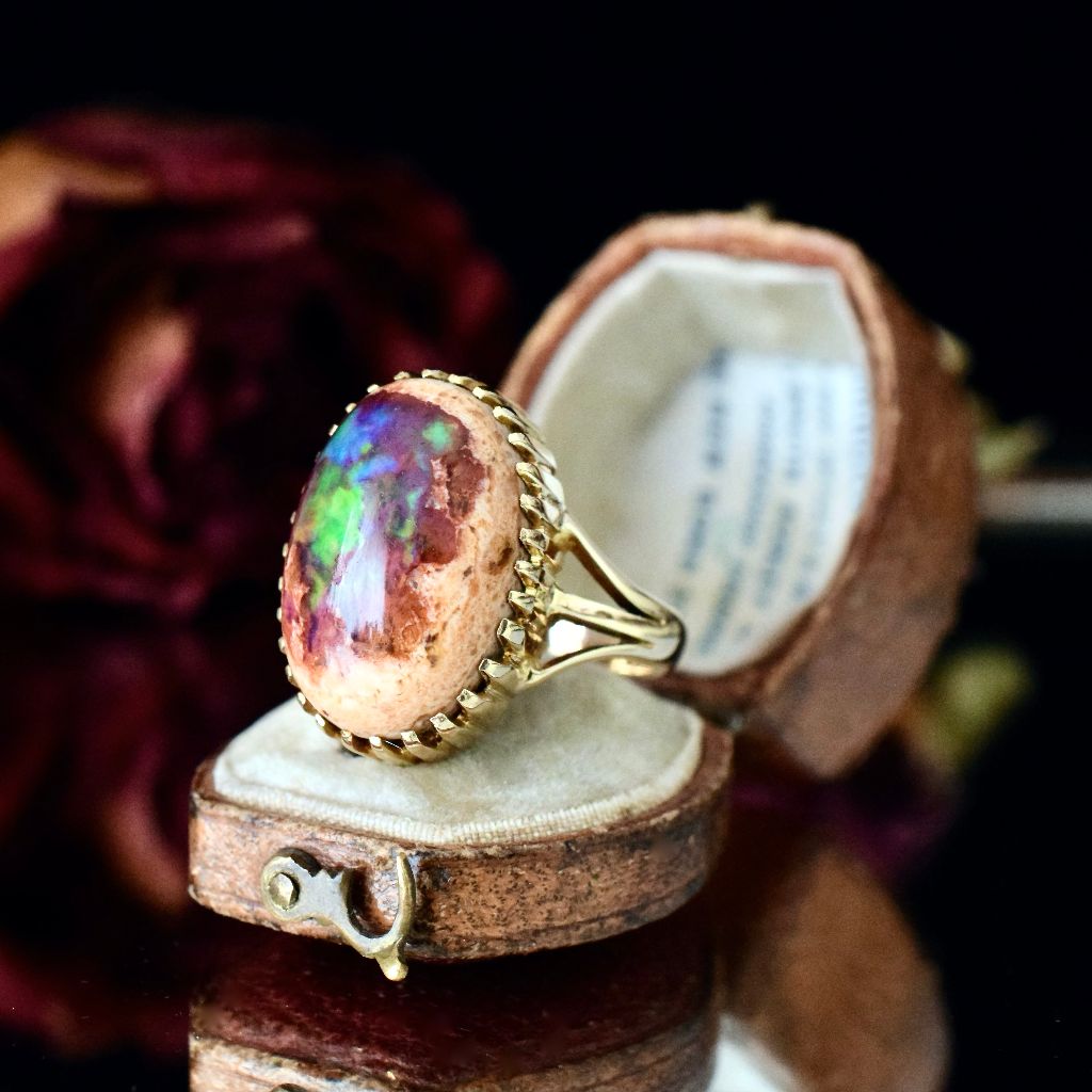 Modern 14ct Yellow Gold ‘Cantera’ Fire Opal Ring