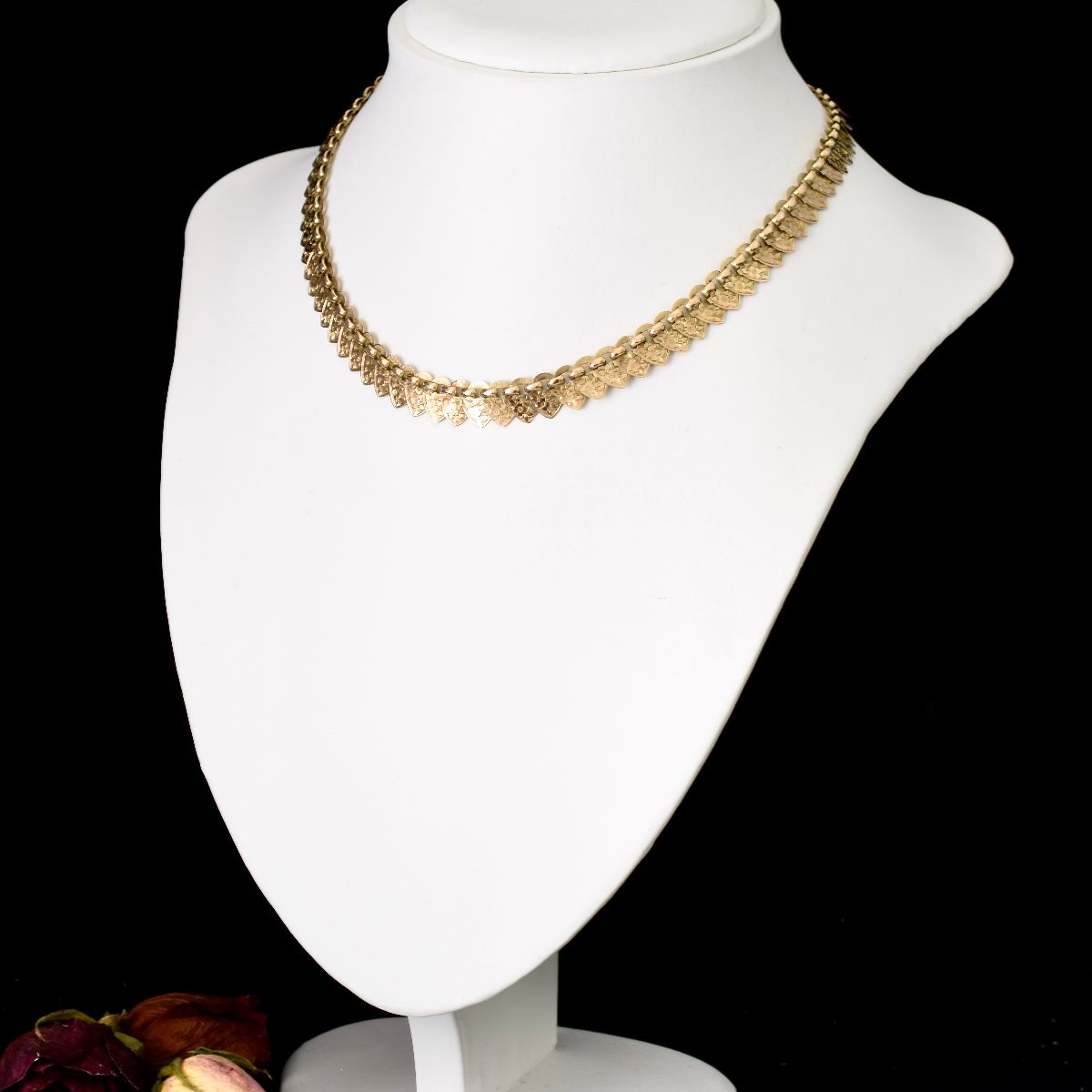 Stunning Vintage 9ct Rose Gold Etched Heart Necklace And Earrings Set Circa 1940