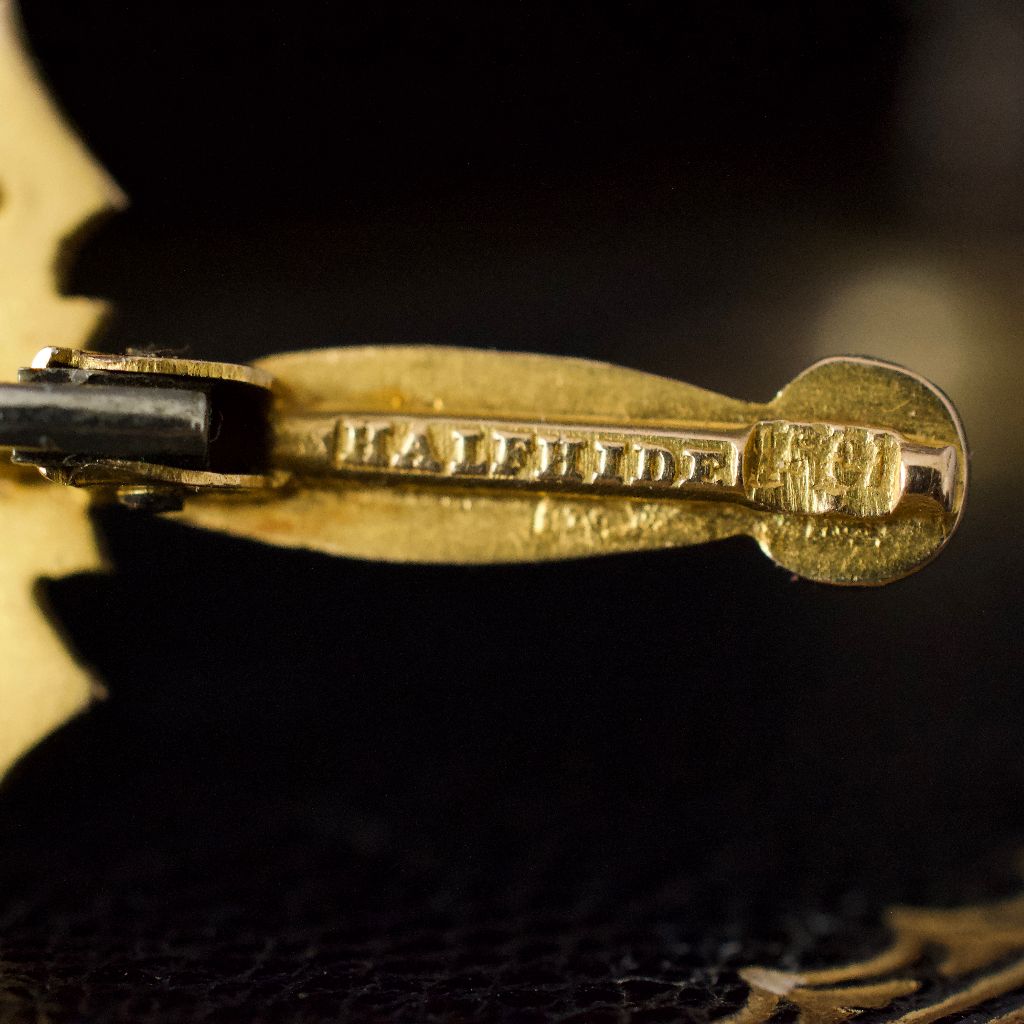 Antique Australian 15ct Yellow Gold Pearl Arrow Crescent Brooch Circa 1900