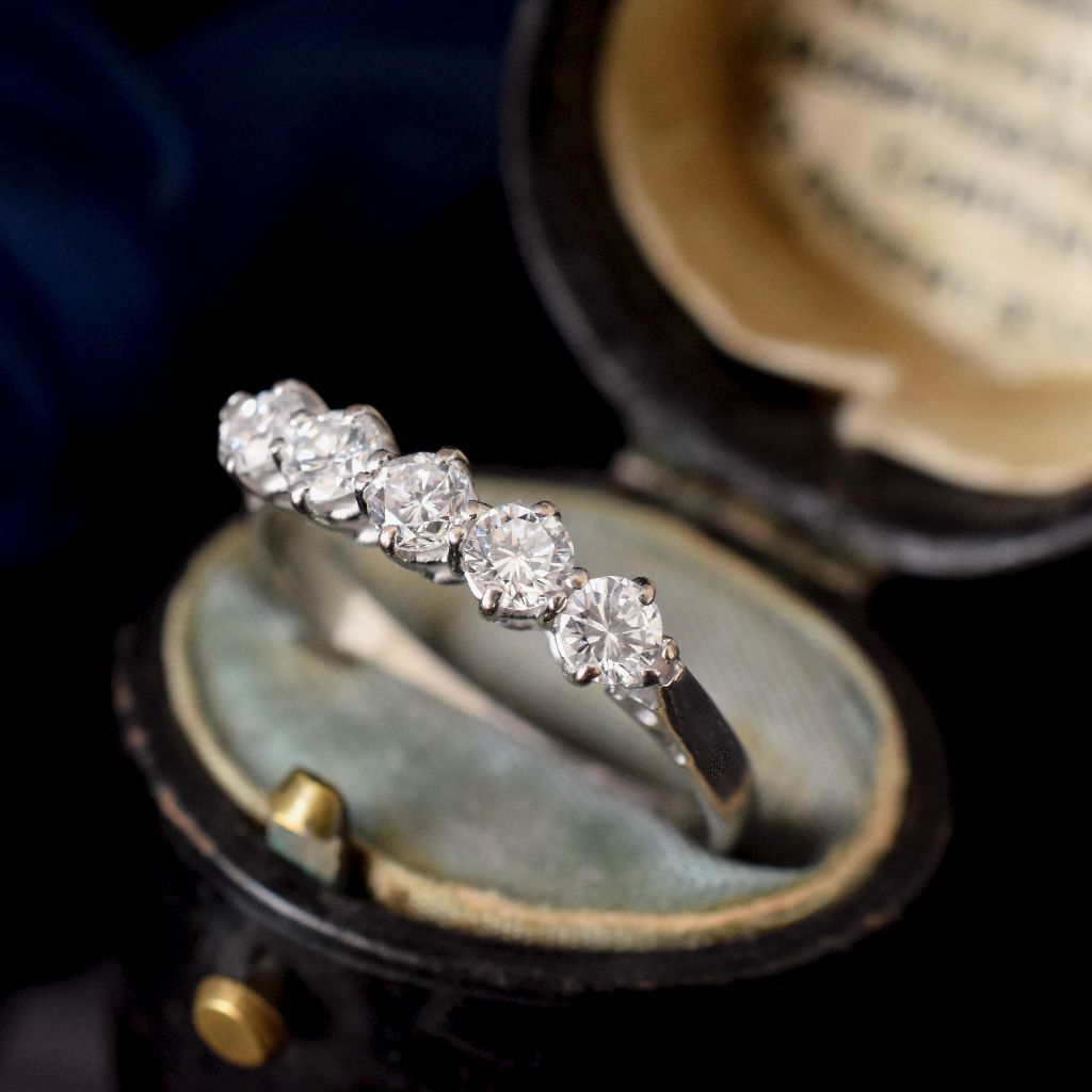 Modern 18ct White Gold Five Stone Diamond Ring 0.62ct