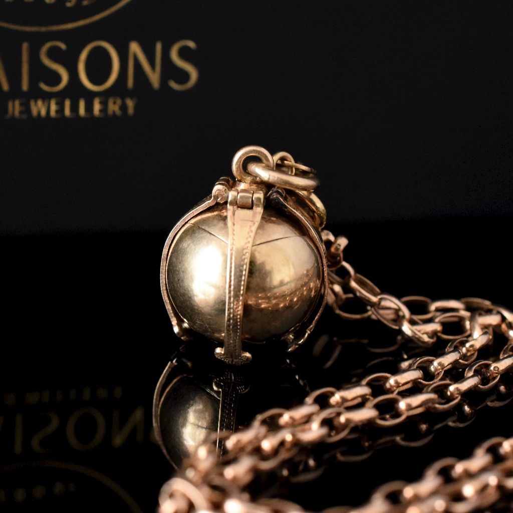 Antique Edwardian Era British Masonic Orb Pendant 9ct Yellow Gold and Silver