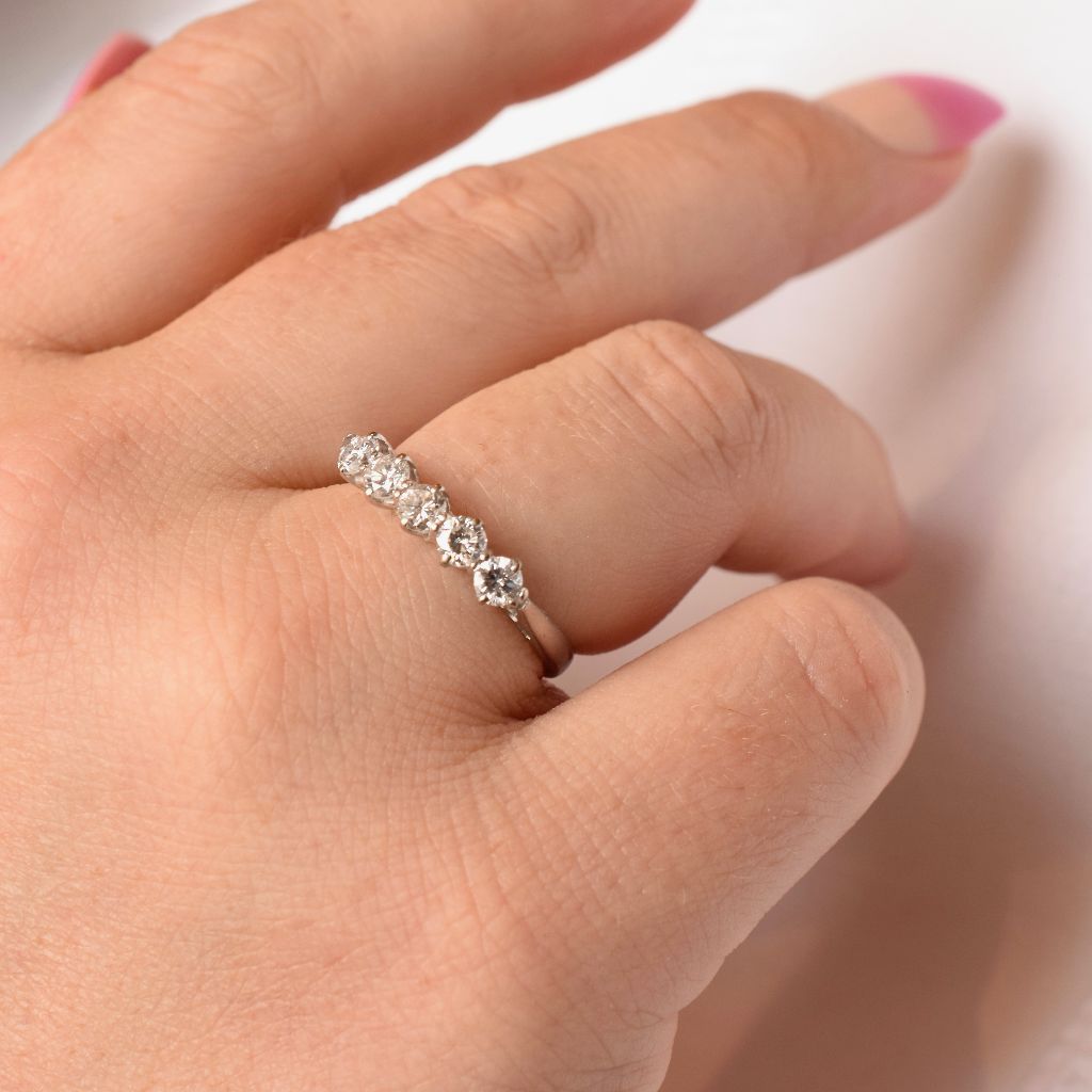 Modern 18ct White Gold Five Stone Diamond Ring 0.62ct