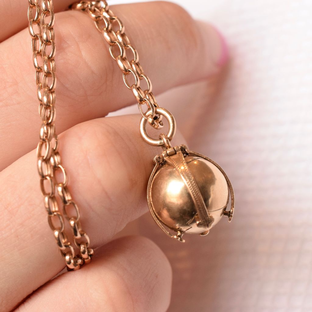 Antique Edwardian Era British Masonic Orb Pendant 9ct Yellow Gold and Silver