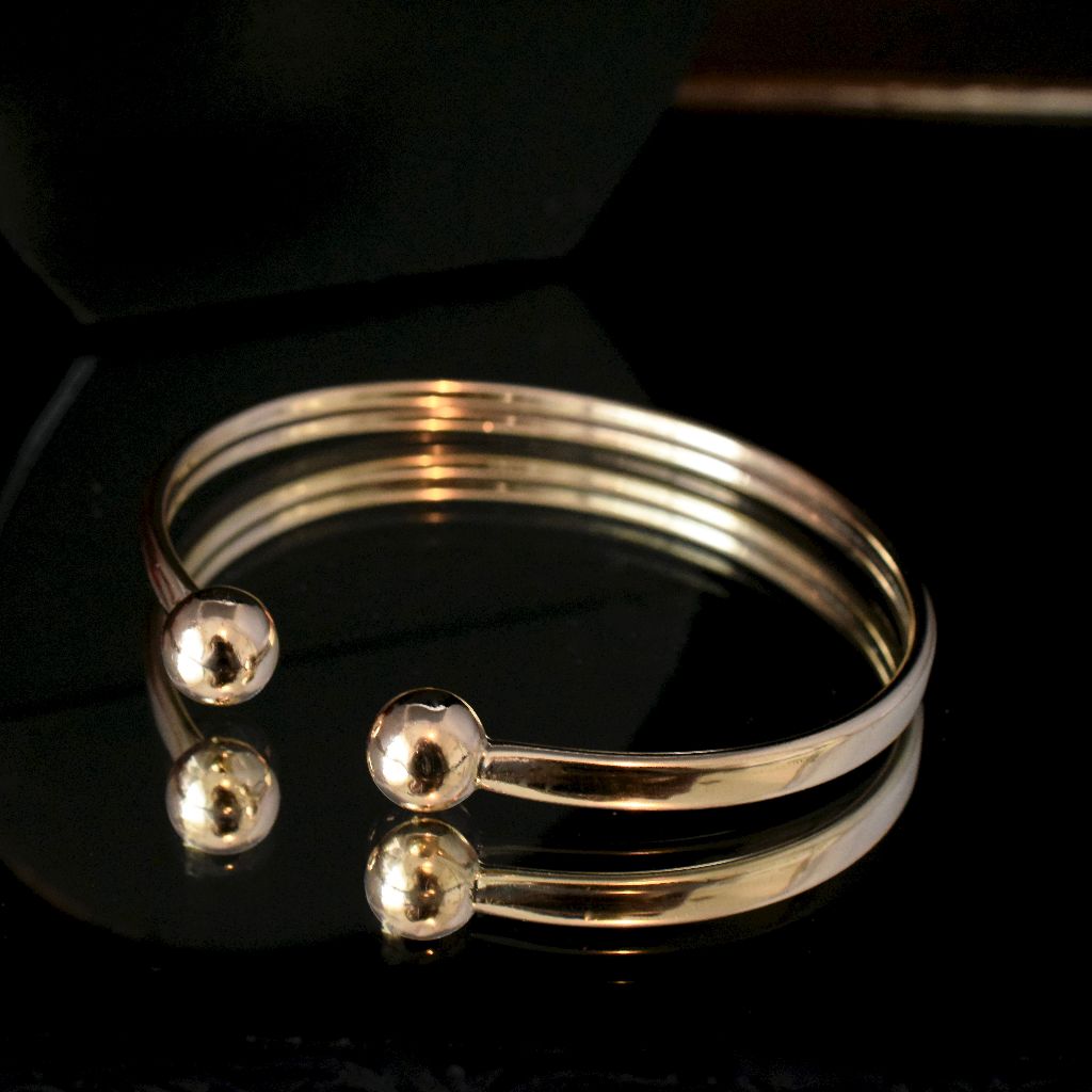 Modern 9ct Yellow Gold ‘Torque’ Open Cuff Bangle 10 Grams