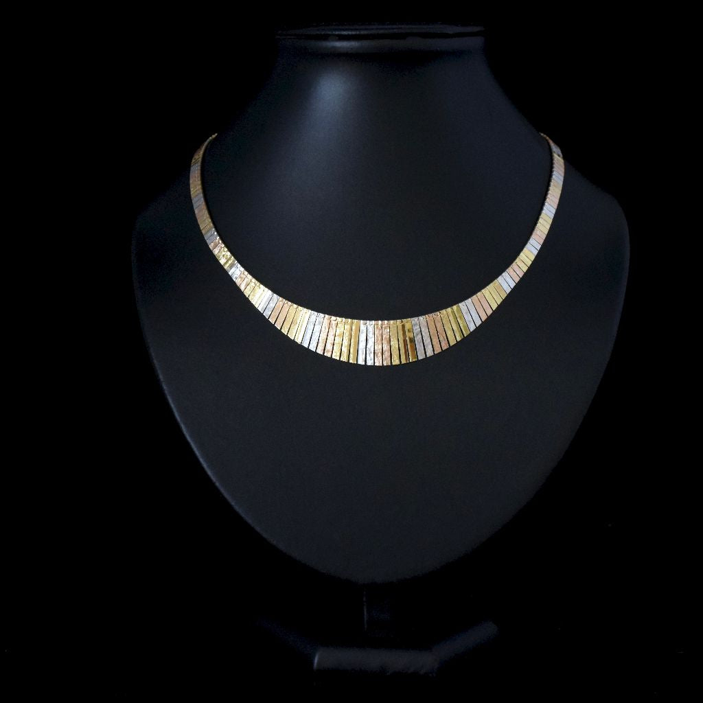 Superb Vintage 18ct Tri-Colour Gold Italian Fringe Reversible Necklace Circa 1960’s