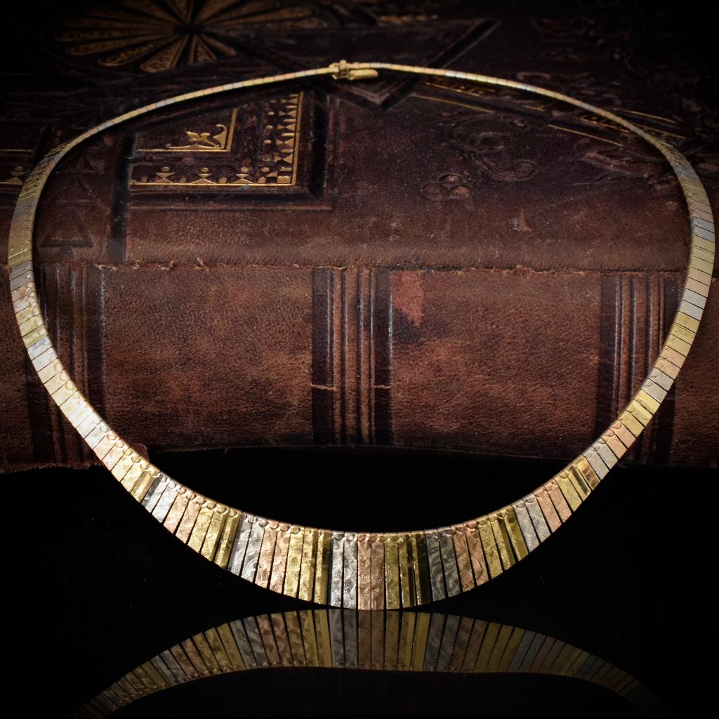 Superb Vintage 18ct Tri-Colour Gold Italian Fringe Reversible Necklace Circa 1960’s