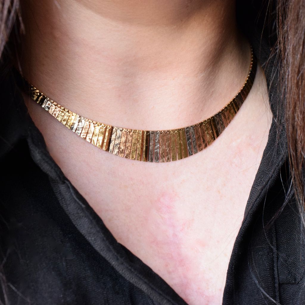 Superb Vintage 18ct Tri-Colour Gold Italian Fringe Reversible Necklace Circa 1960’s
