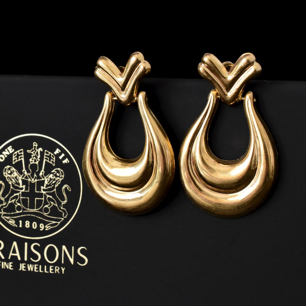 Vintage Italian 9ct Yellow Gold Articulated Drop Earrings