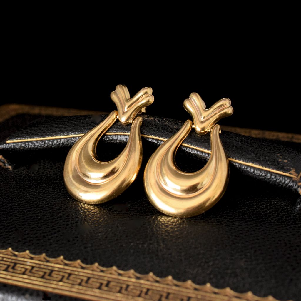 Vintage Italian 9ct Yellow Gold Articulated Drop Earrings